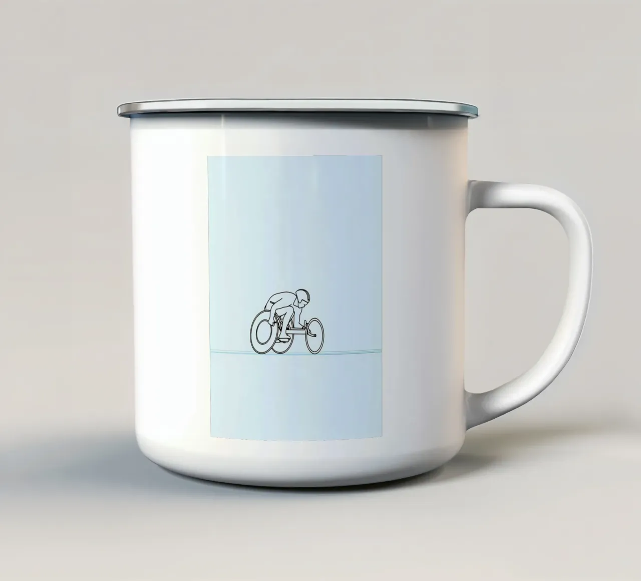 Parasport Atleet Minimalistische Lijn Art emaille mok van Viv Line Art