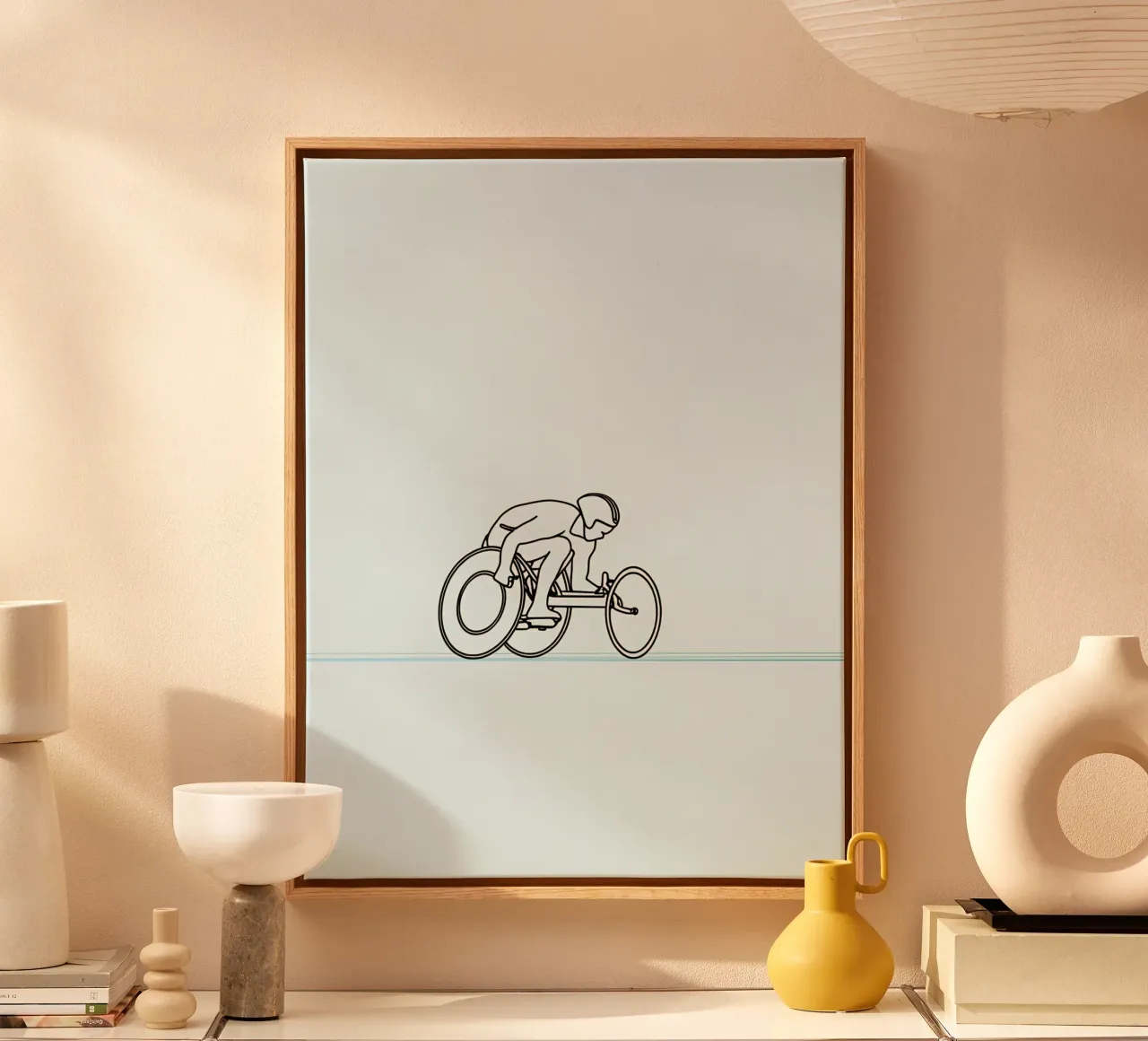 Parasport Atleet Minimalistische Lijn Art canvas met Baklijst van Viv Line Art