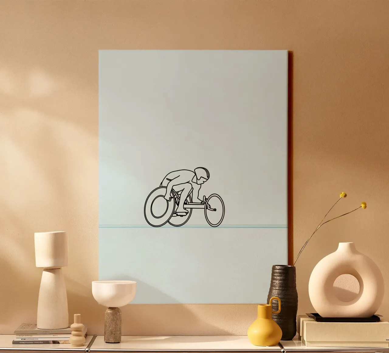 Parasport Atleet Minimalistische Lijn Art canvas met Baklijst van Viv Line Art