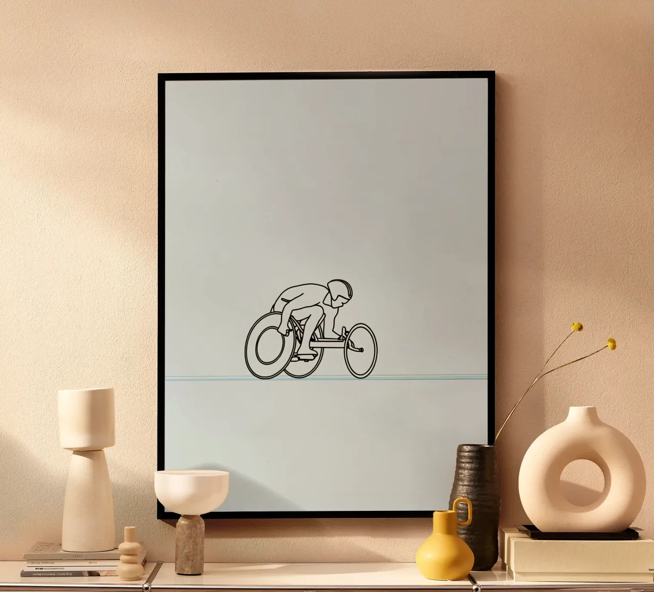 Parasport Atleet Minimalistische Lijn Art poster van Viv Line Art
