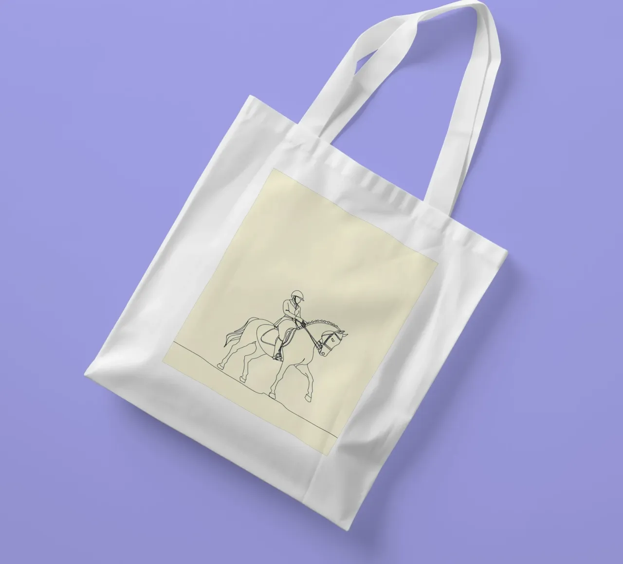 Dessin au trait équestre minimaliste tote bag de Viv Line Art