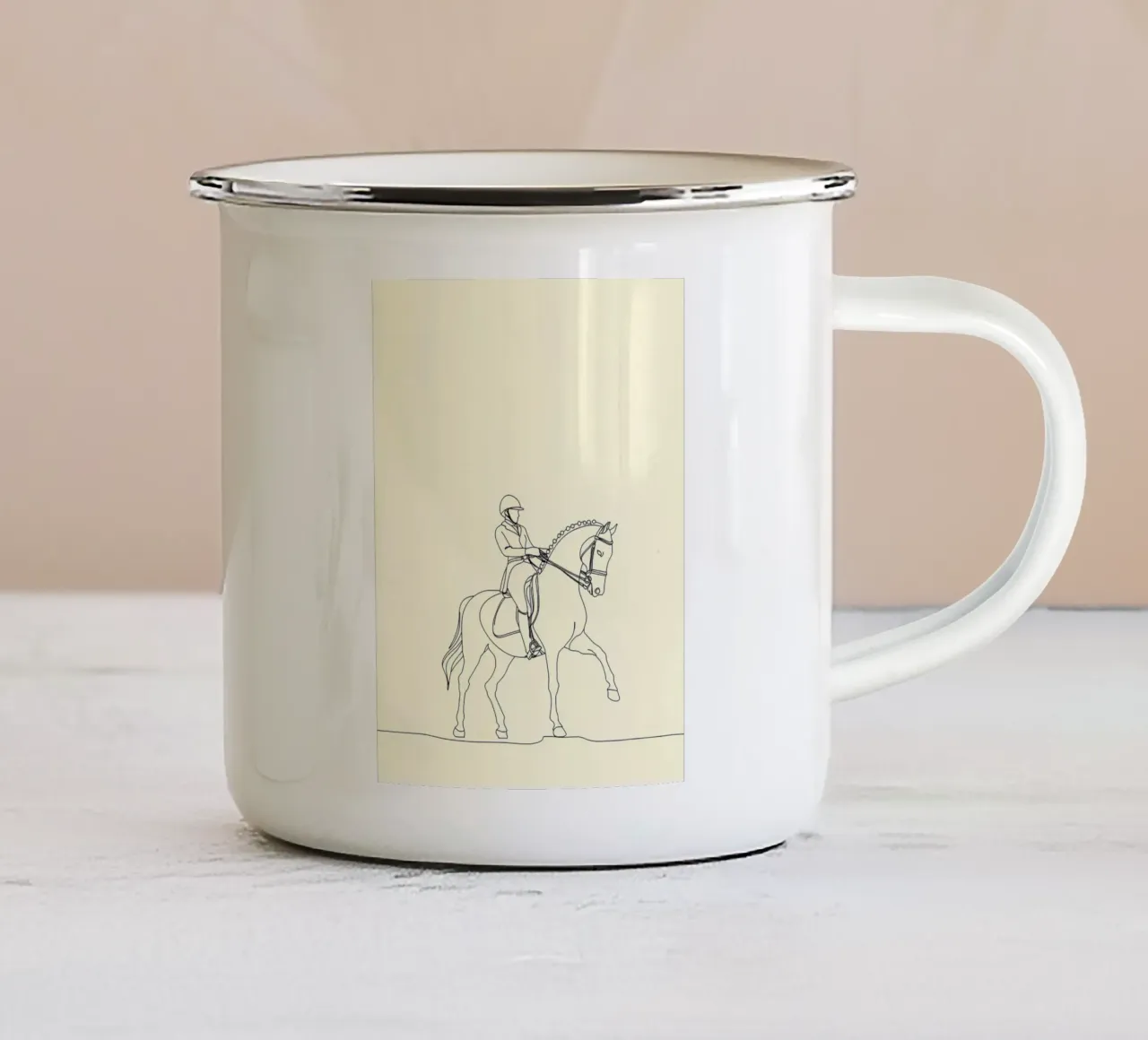 Line art equestre minimalista tazza in smalto da Viv Line Art