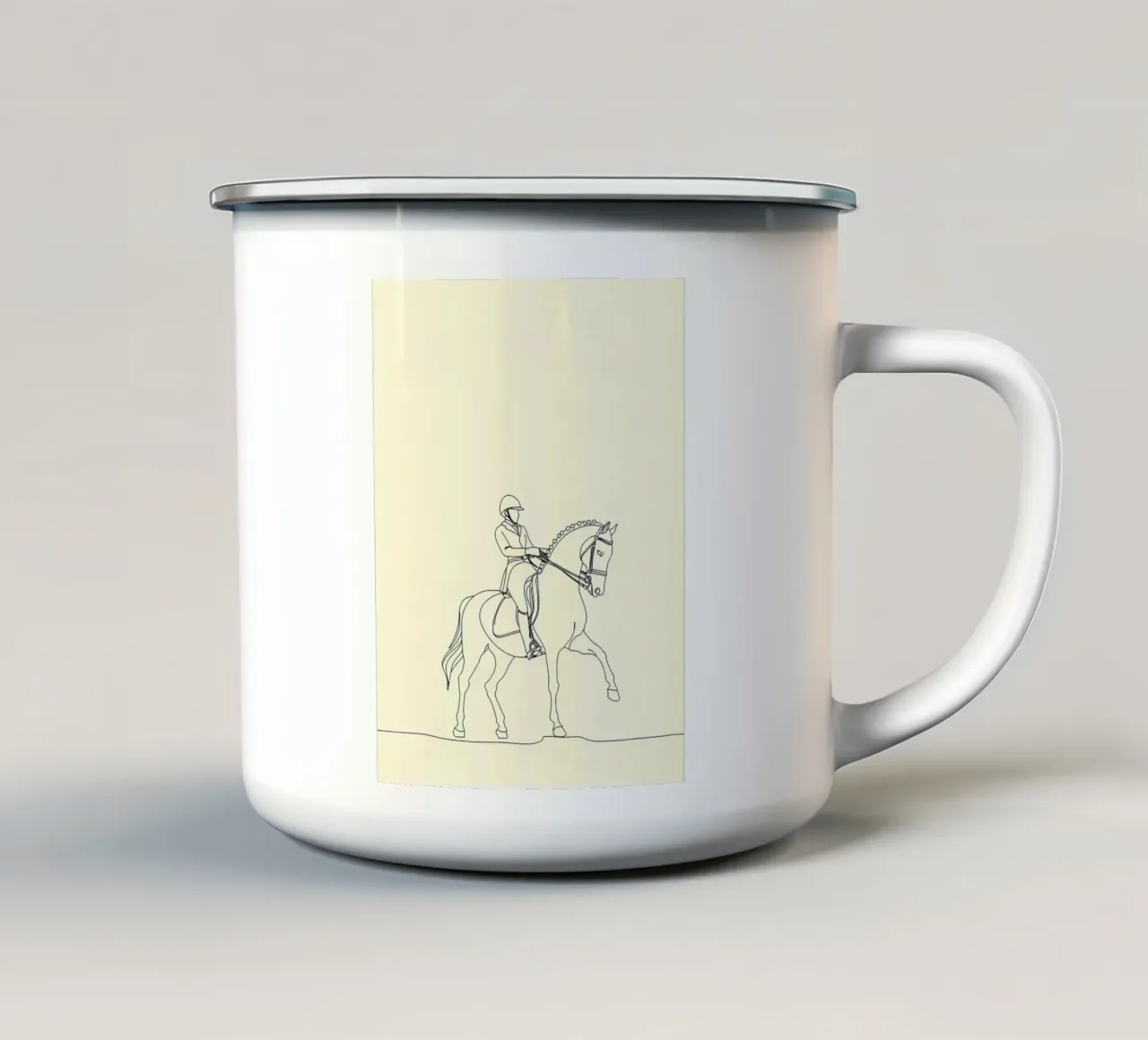Line art equestre minimalista tazza in smalto da Viv Line Art