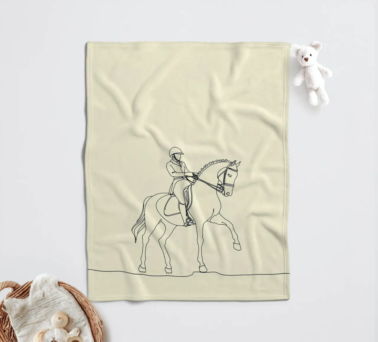 Equestrian Minimalist Line Art fleece blanket by Viv Line Art