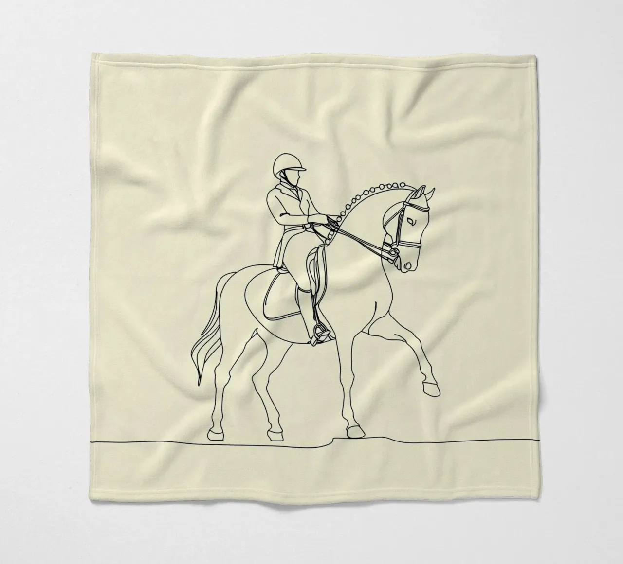 Equestrian Minimalist Line Art fleece blanket by Viv Line Art