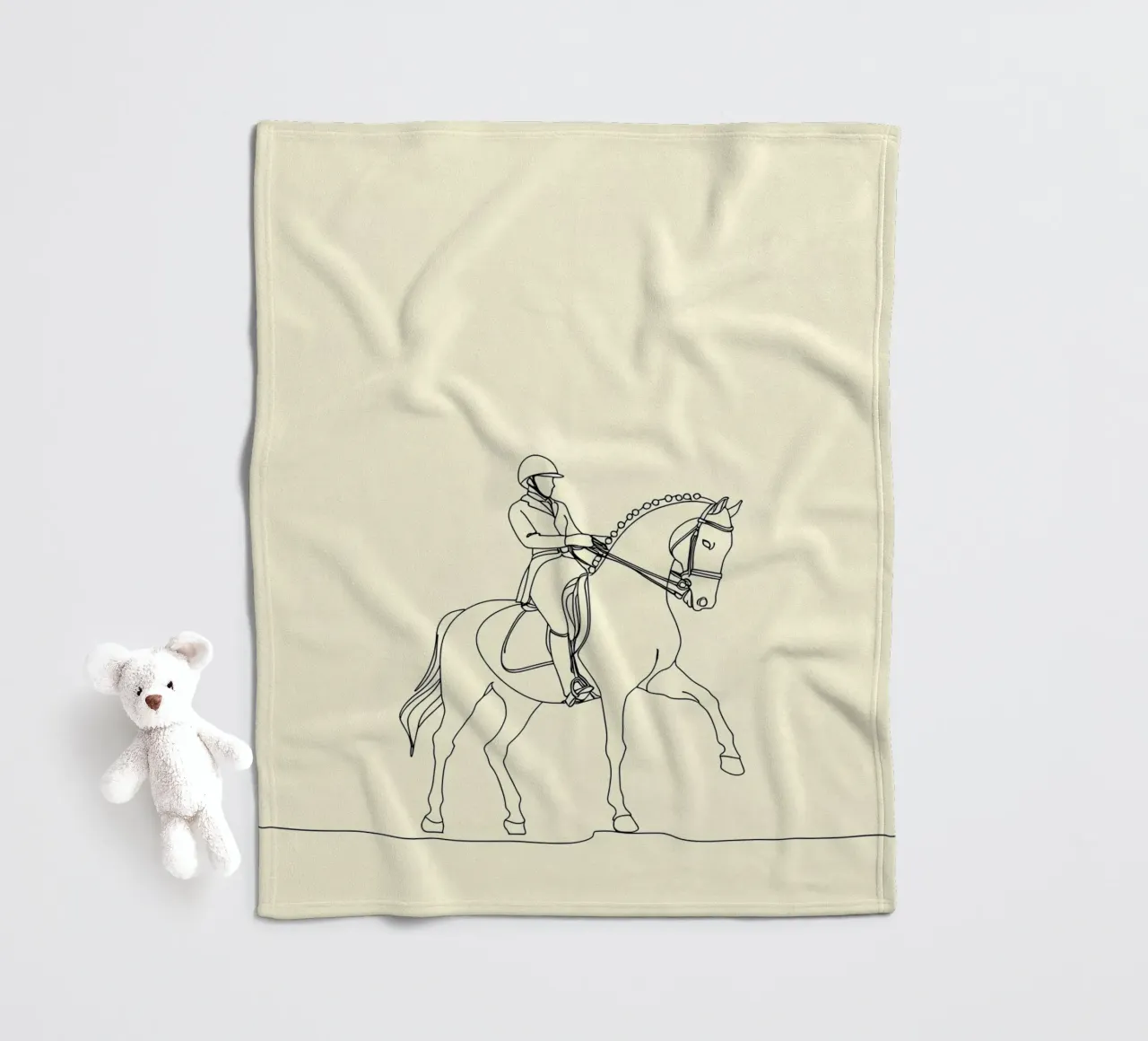 Equestrian Minimalist Line Art fleece blanket by Viv Line Art