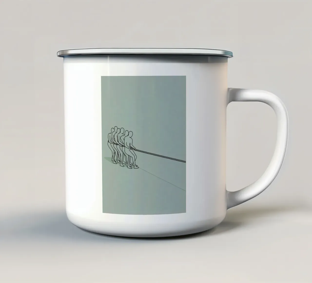 Giocatori di guerra su corda Disegno lineare minimalista tazza in smalto da Viv Line Art
