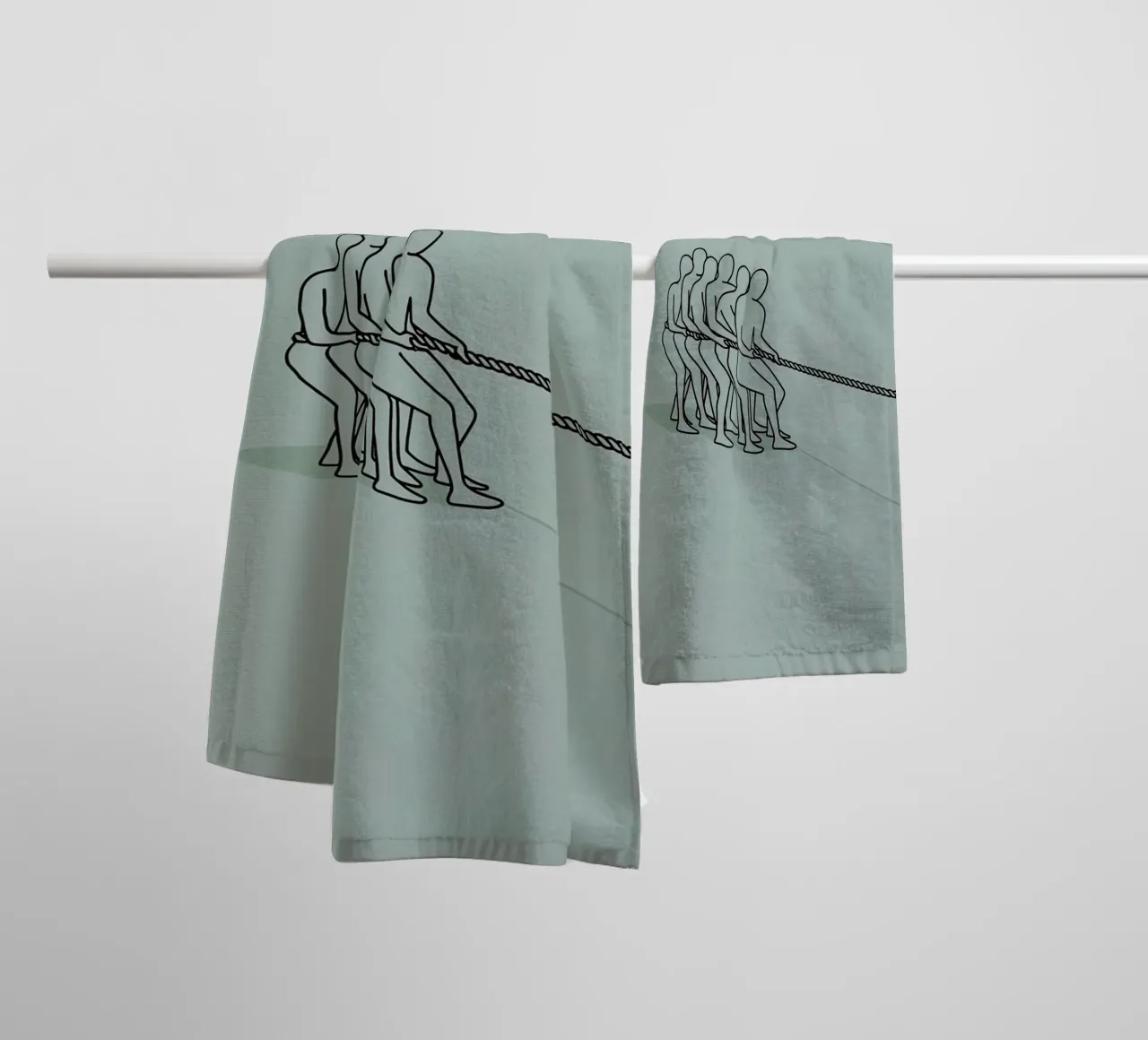 Rope War Players Minimalist Line Art Drawing towel by Viv Line Art