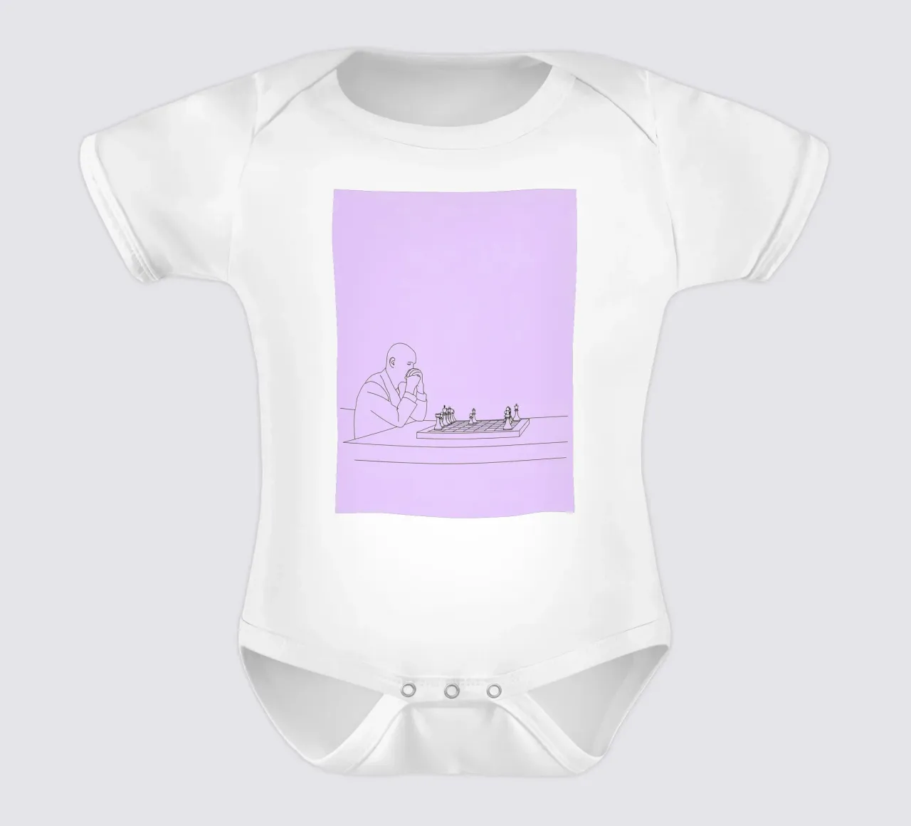Giocatore di scacchi Line Art minimalista body neonato maniche corte da Viv Line Art