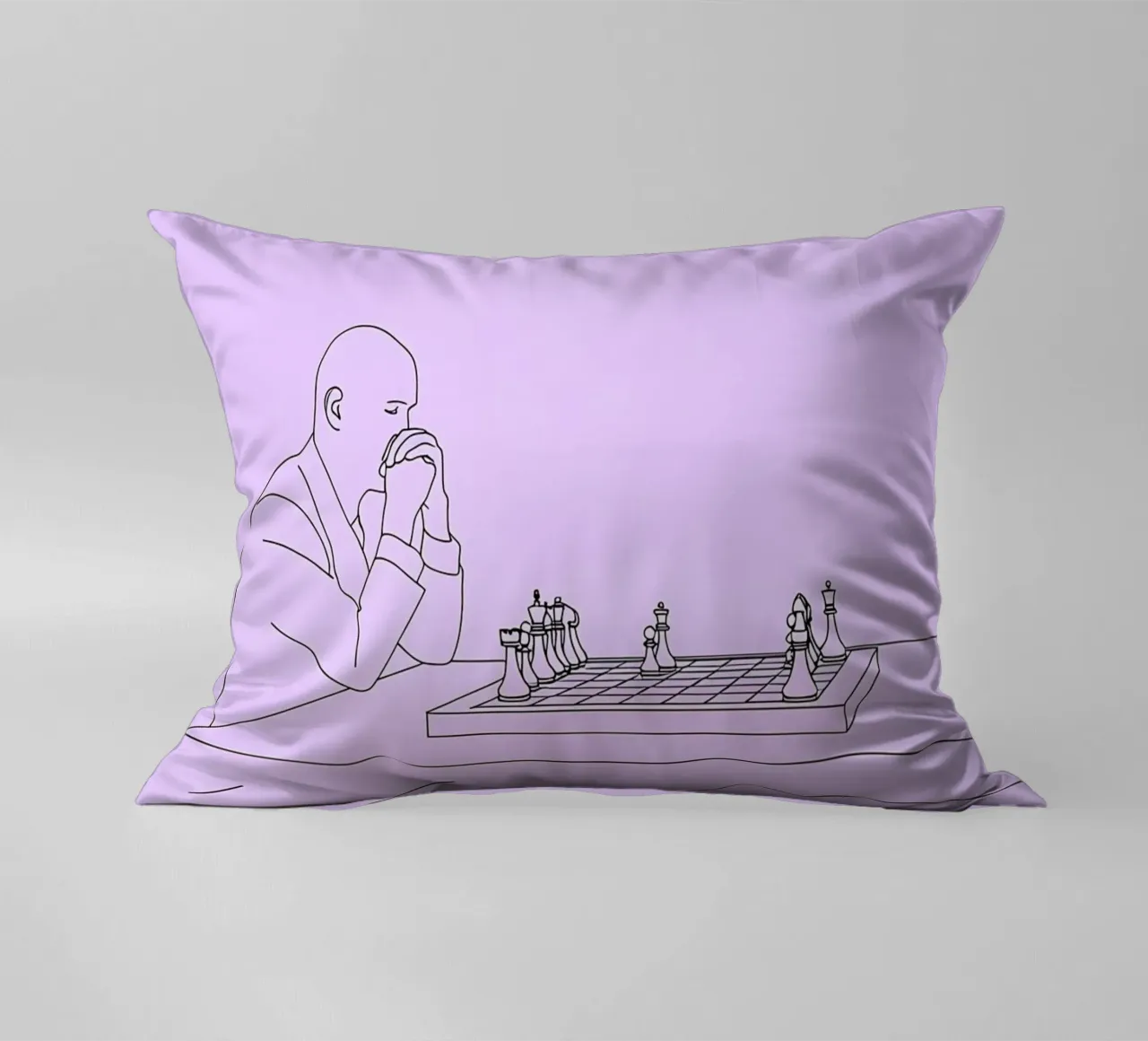 Giocatore di scacchi Line Art minimalista cuscino da Viv Line Art