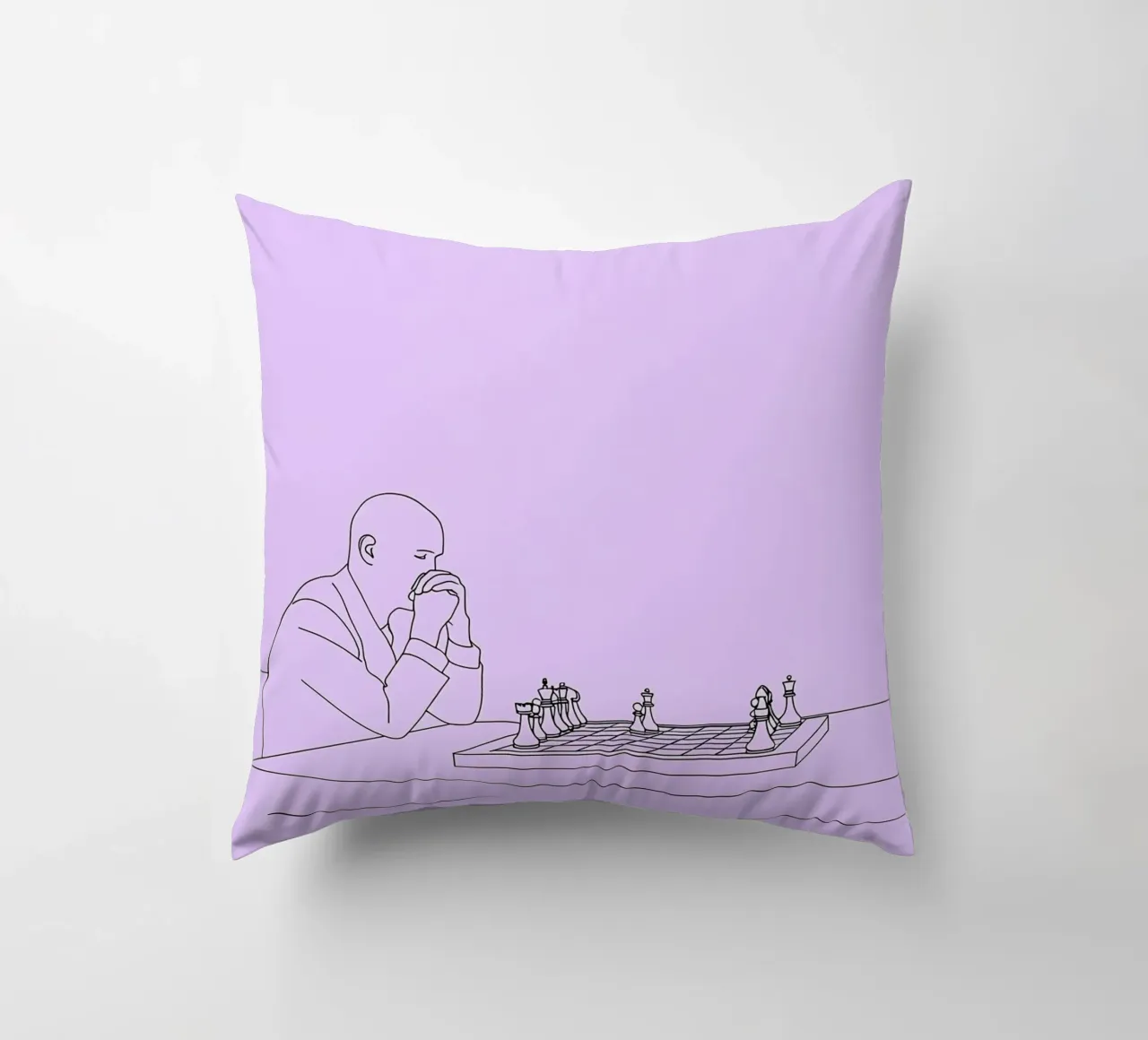 Giocatore di scacchi Line Art minimalista cuscino da Viv Line Art