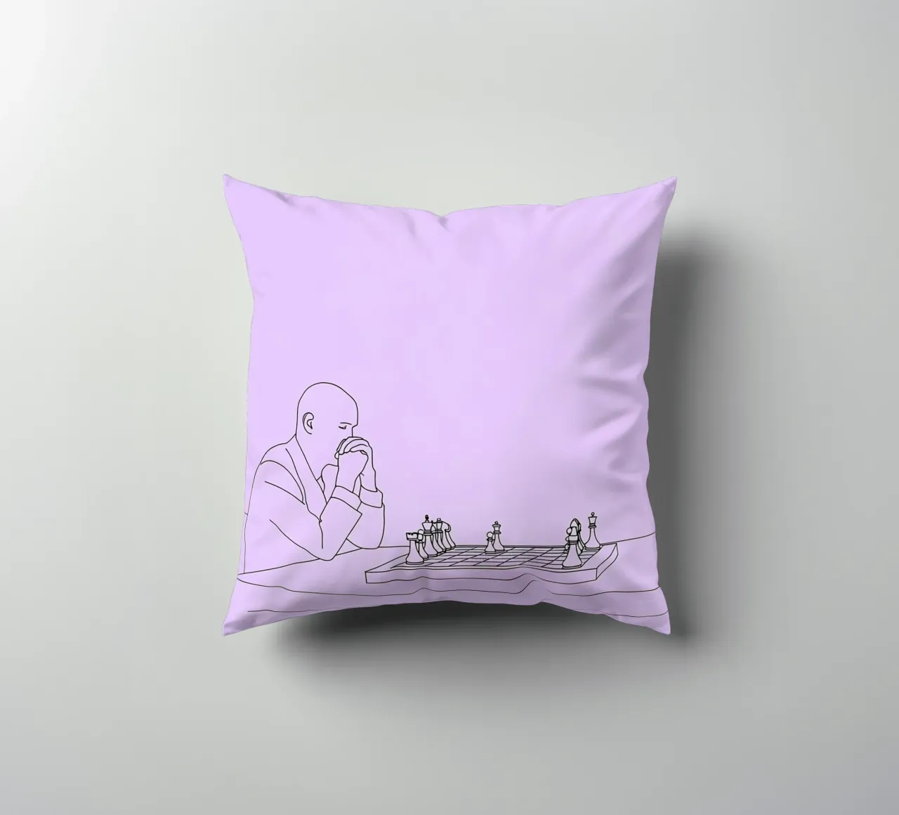 Giocatore di scacchi Line Art minimalista cuscino da Viv Line Art