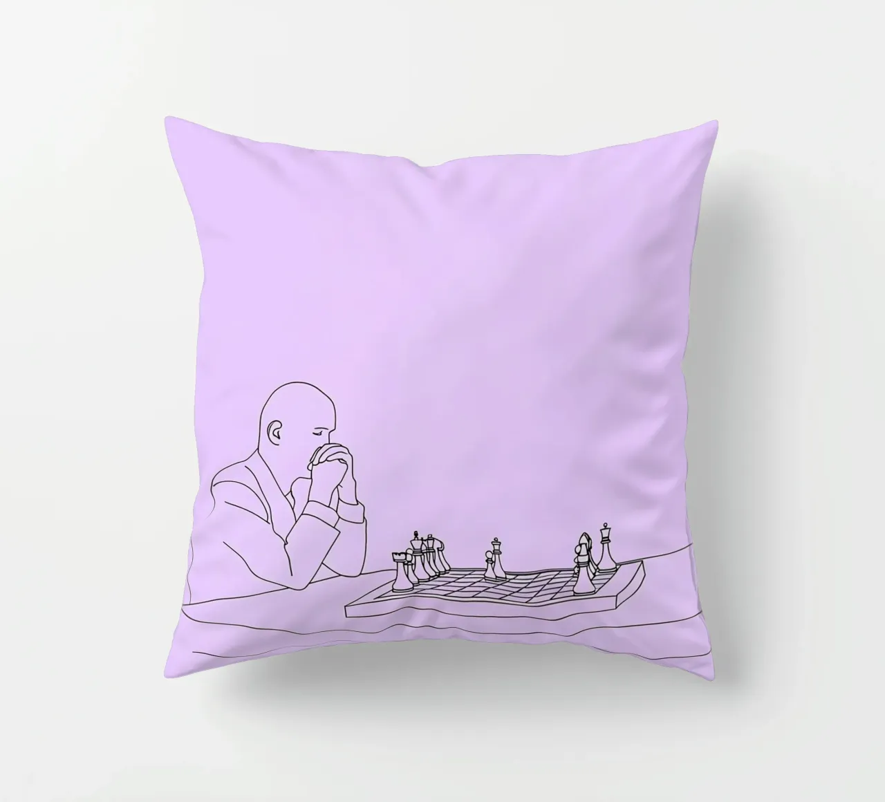 Giocatore di scacchi Line Art minimalista cuscino da Viv Line Art