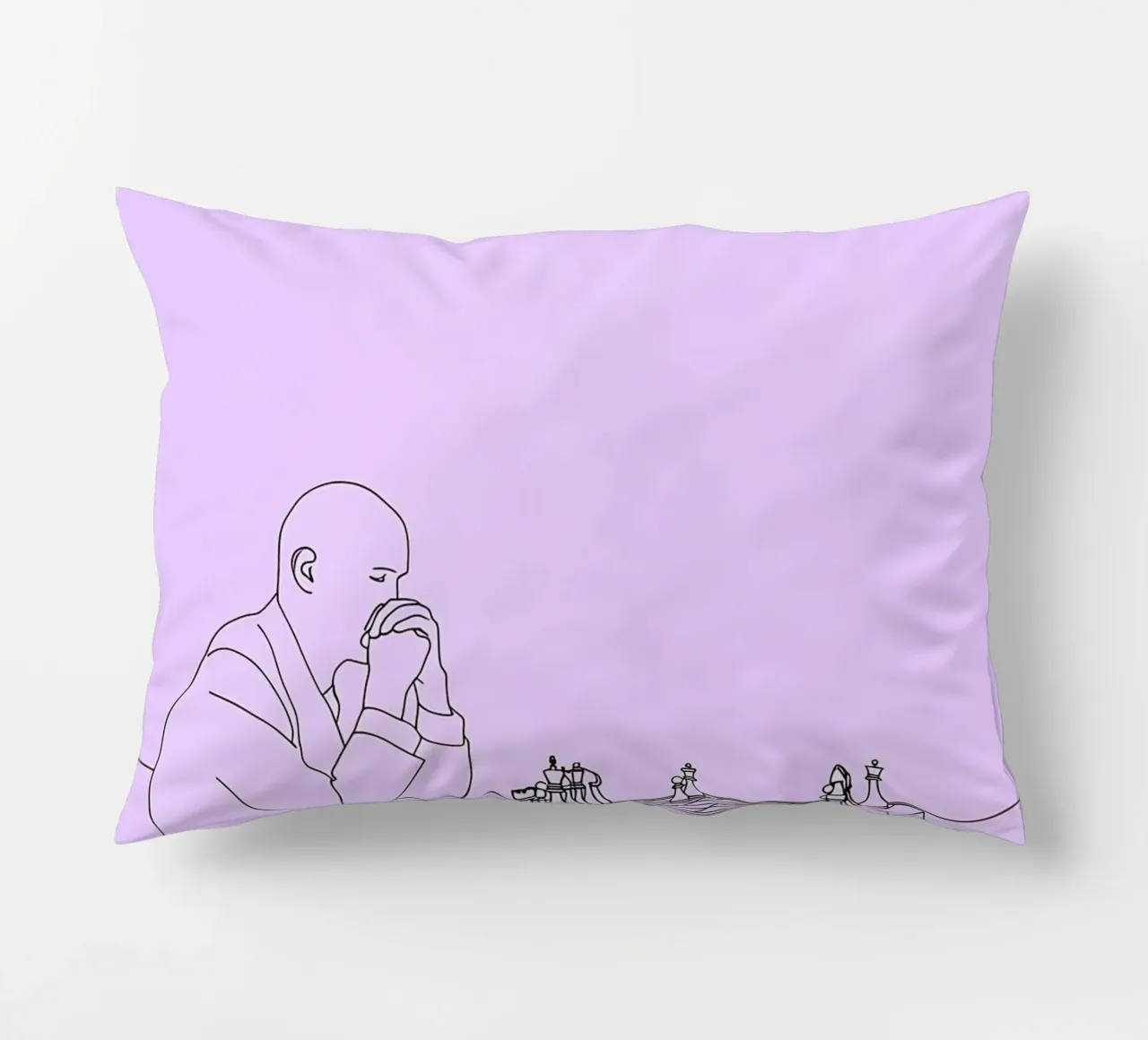 Giocatore di scacchi Line Art minimalista cuscino da Viv Line Art