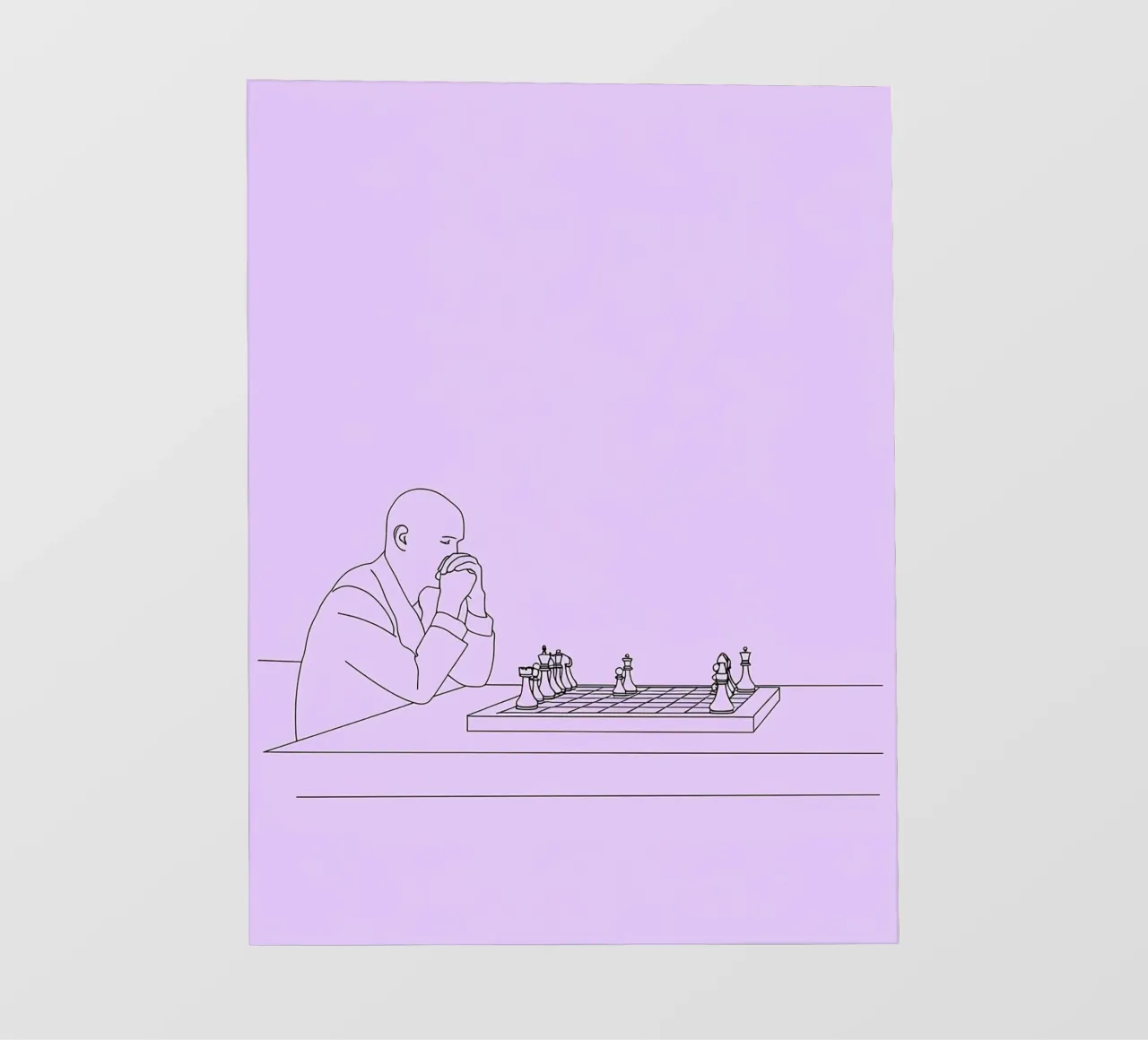 Giocatore di scacchi Line Art minimalista pellicola backlit da Viv Line Art