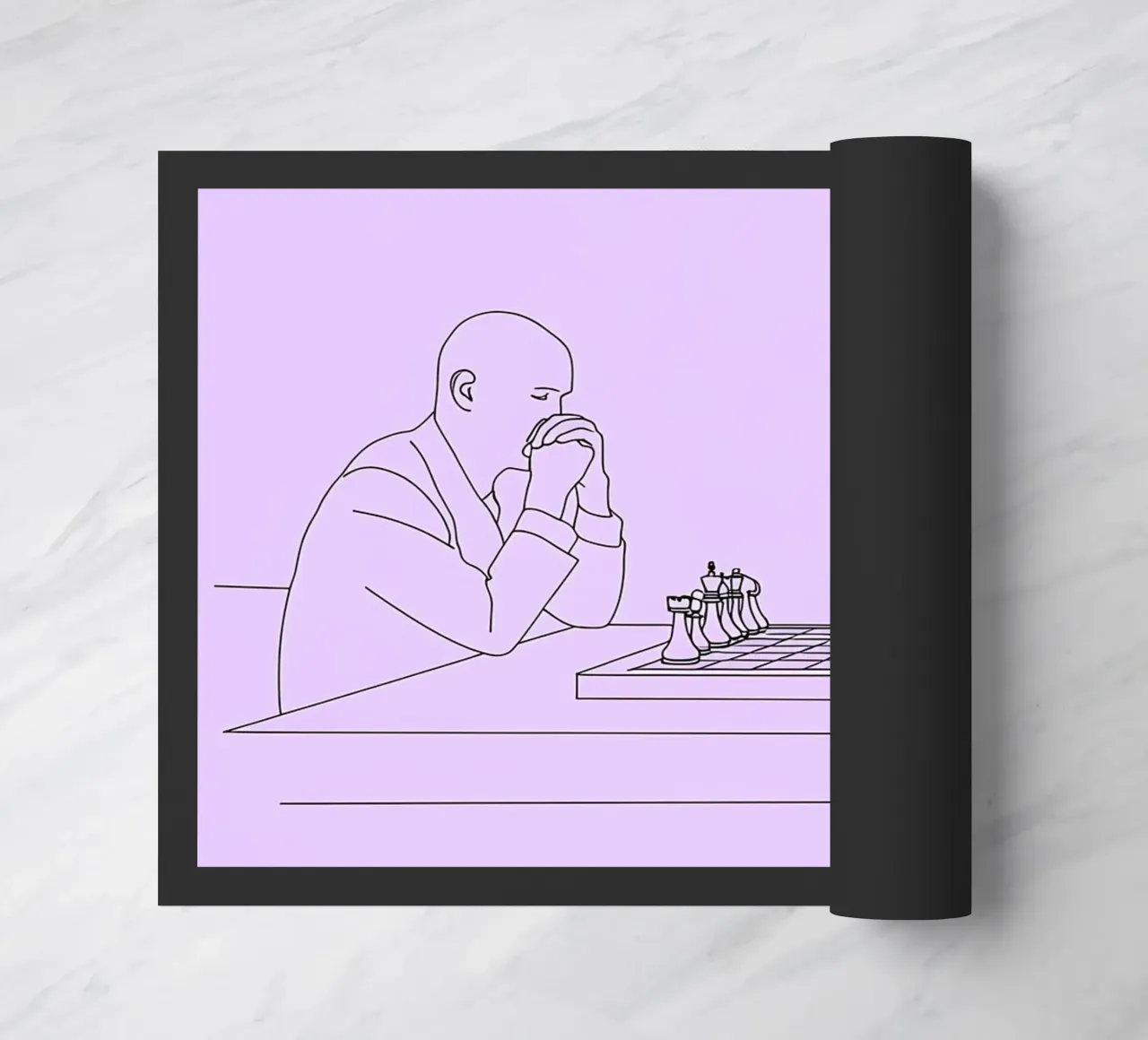Giocatore di scacchi Line Art minimalista zerbino da Viv Line Art