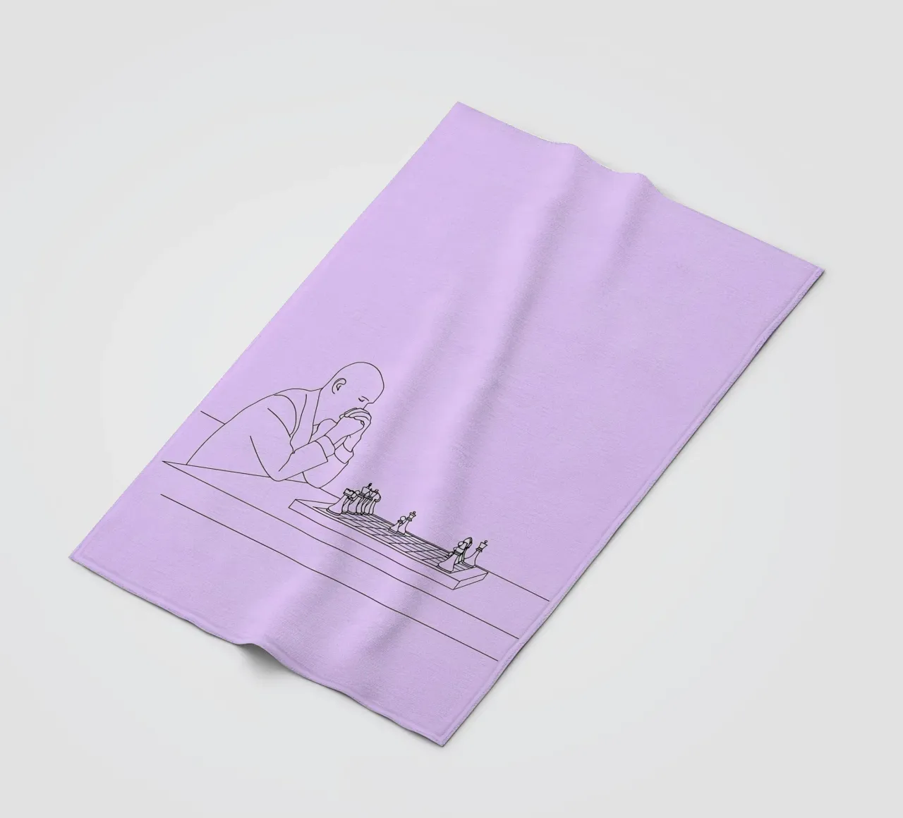 Giocatore di scacchi Line Art minimalista coperta in pile da Viv Line Art