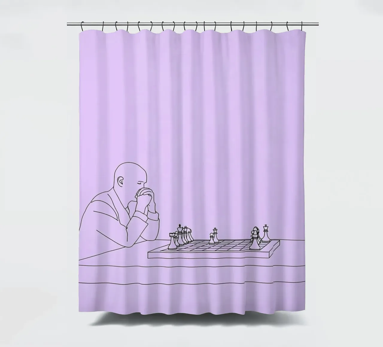 Giocatore di scacchi Line Art minimalista tenda da doccia da Viv Line Art