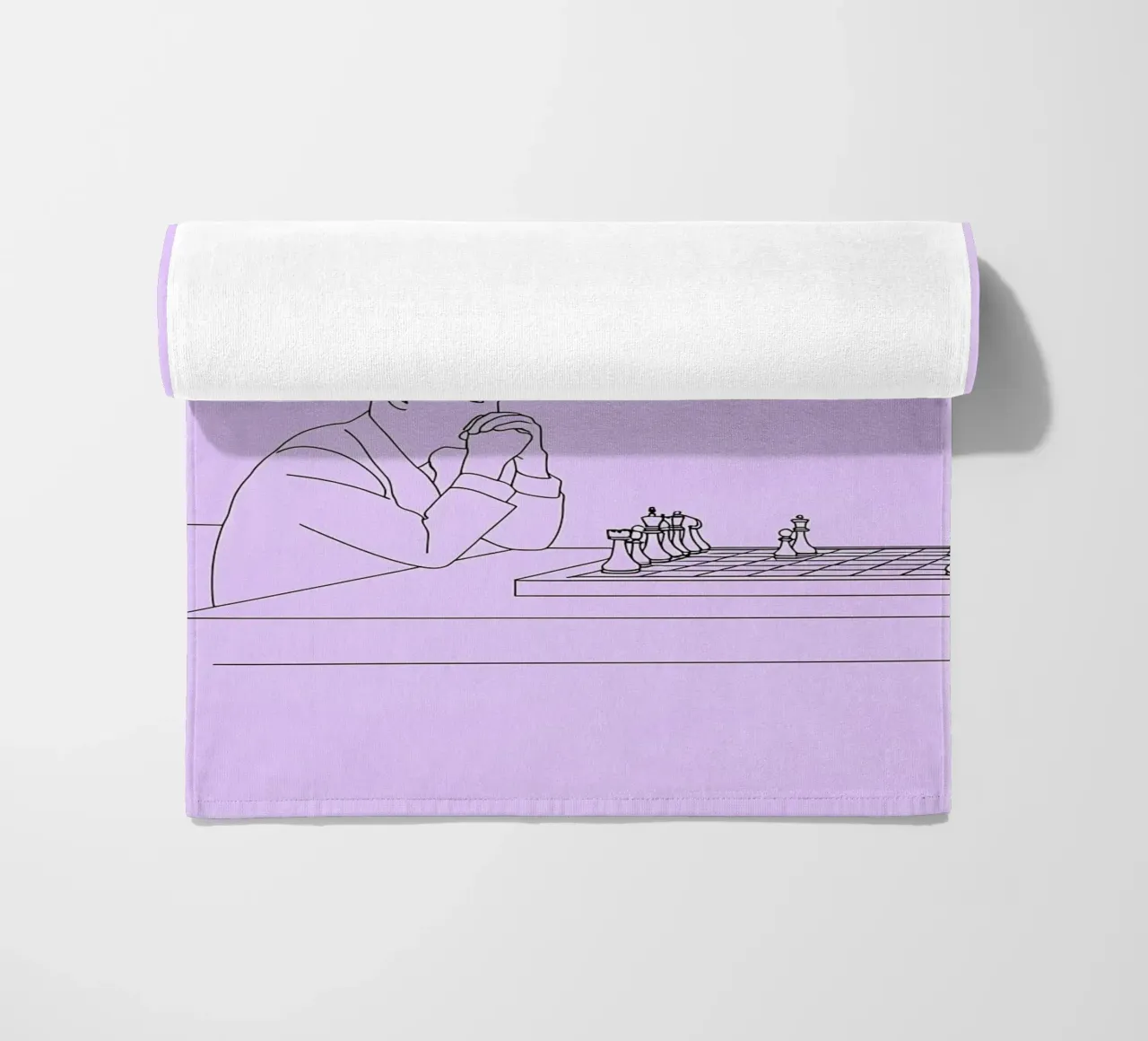 Giocatore di scacchi Line Art minimalista telo mare da Viv Line Art