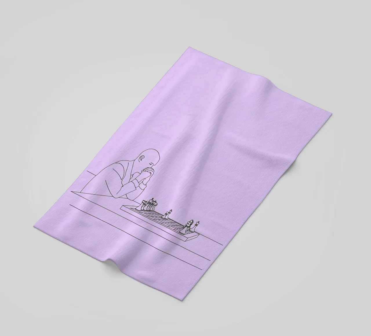Giocatore di scacchi Line Art minimalista telo mare da Viv Line Art