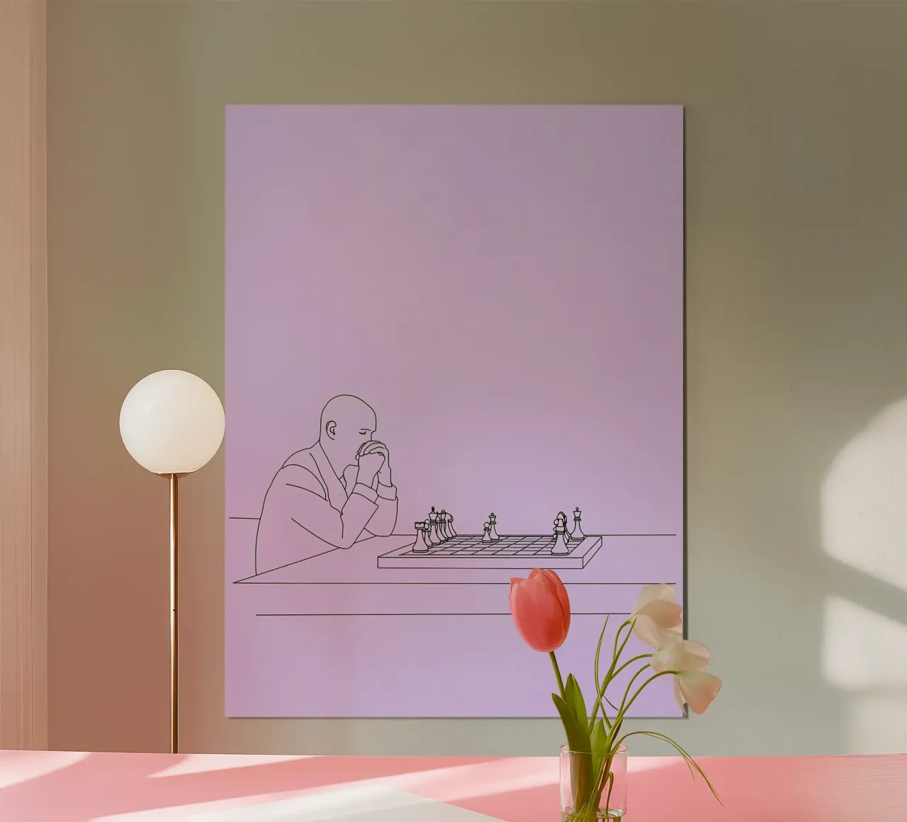 Chess Player Minimalist Line Art hahnemühle by Viv Line Art