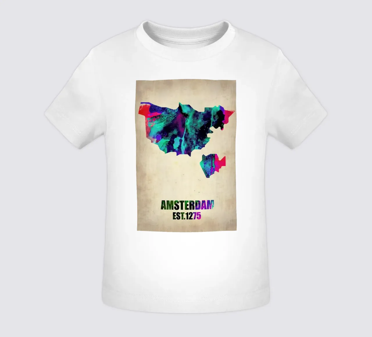 Amsterdam Watercolor Map maglietta neonato da Naxart