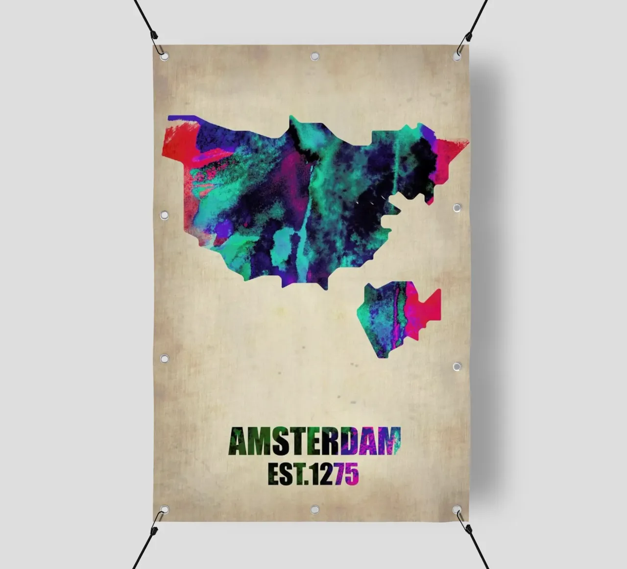 Amsterdam Watercolor Map telo in pvc da Naxart