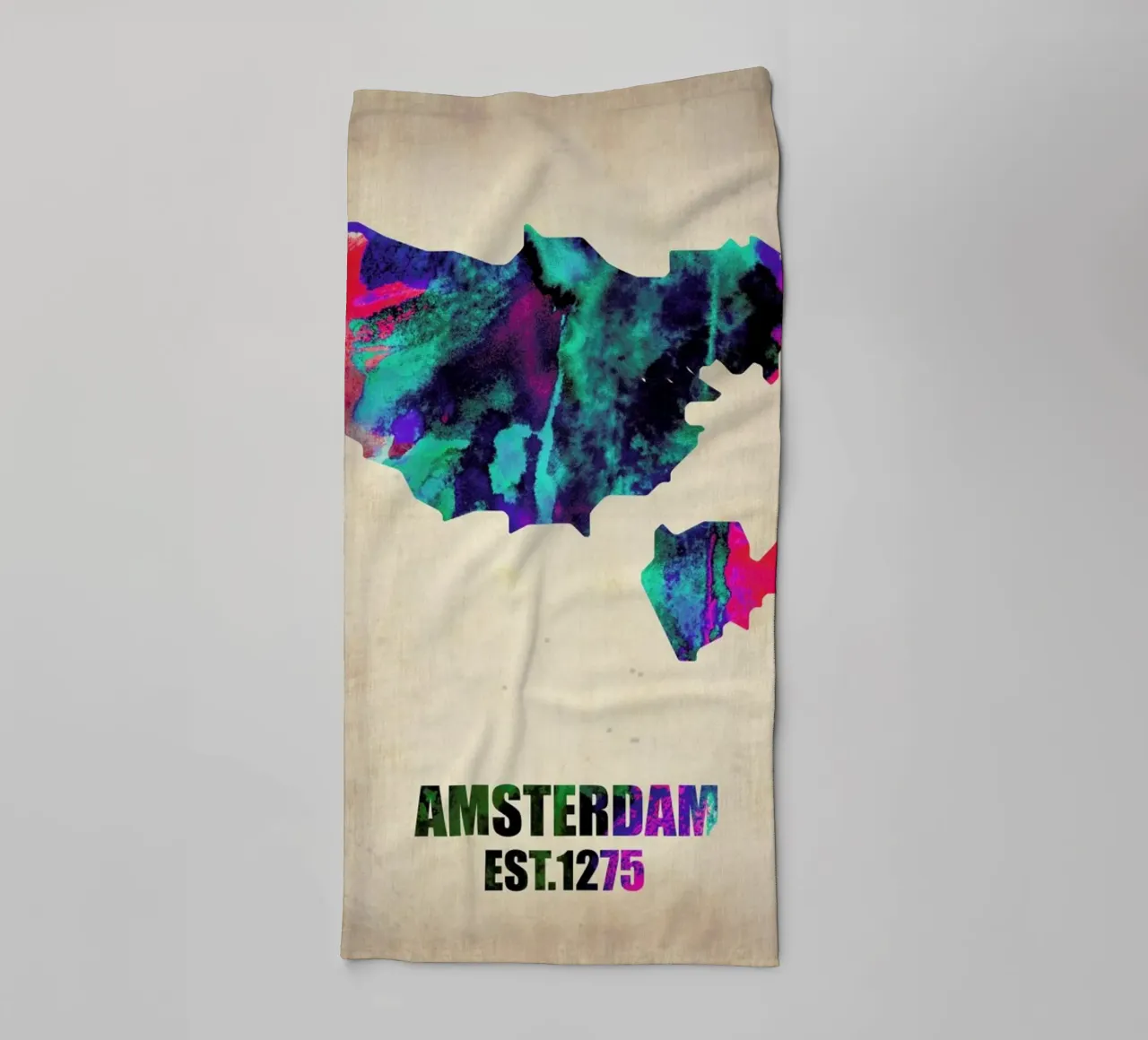 Amsterdam Watercolor Map asciugamano da bagno da Naxart