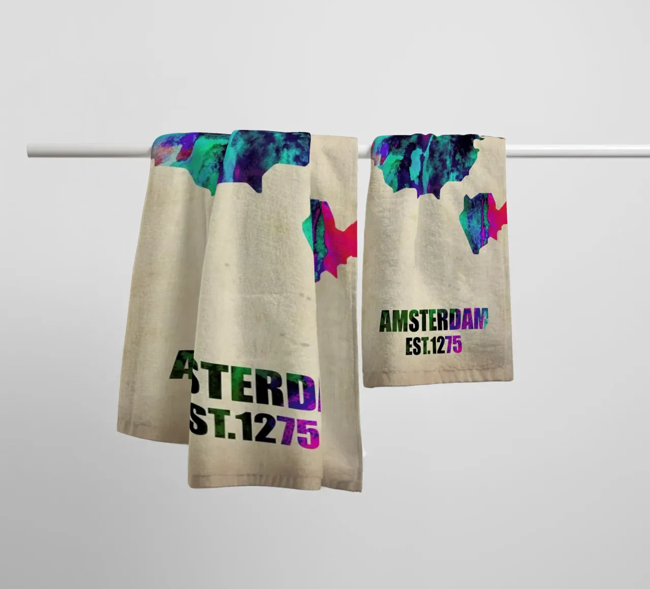 Amsterdam Watercolor Map asciugamano da bagno da Naxart