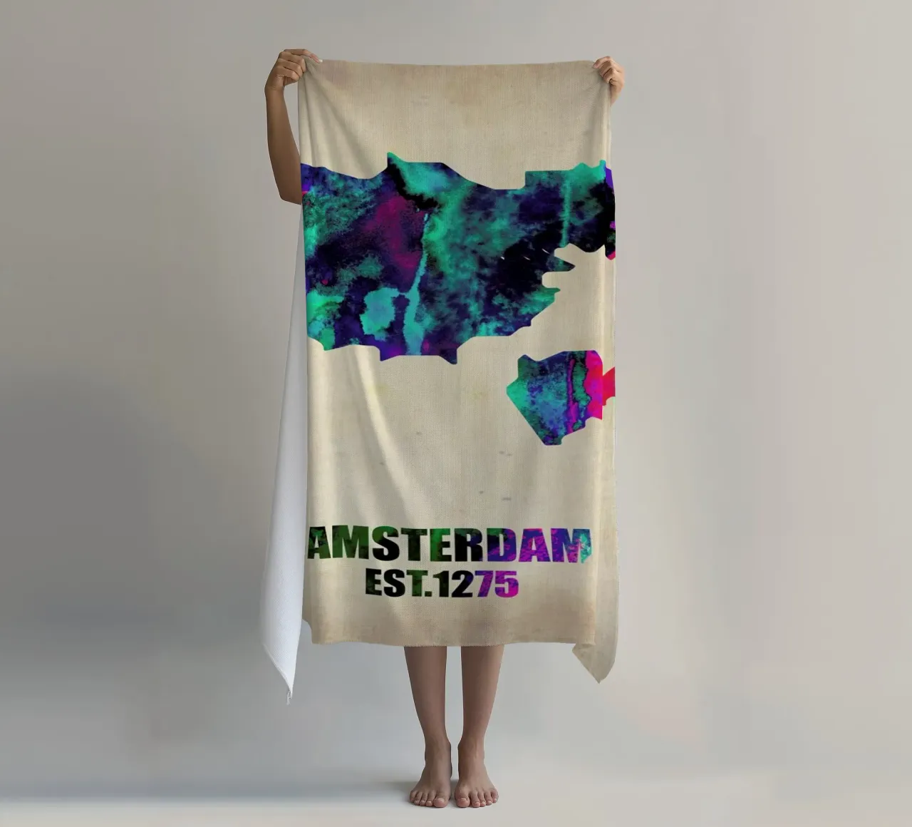 Amsterdam Watercolor Map telo mare da Naxart