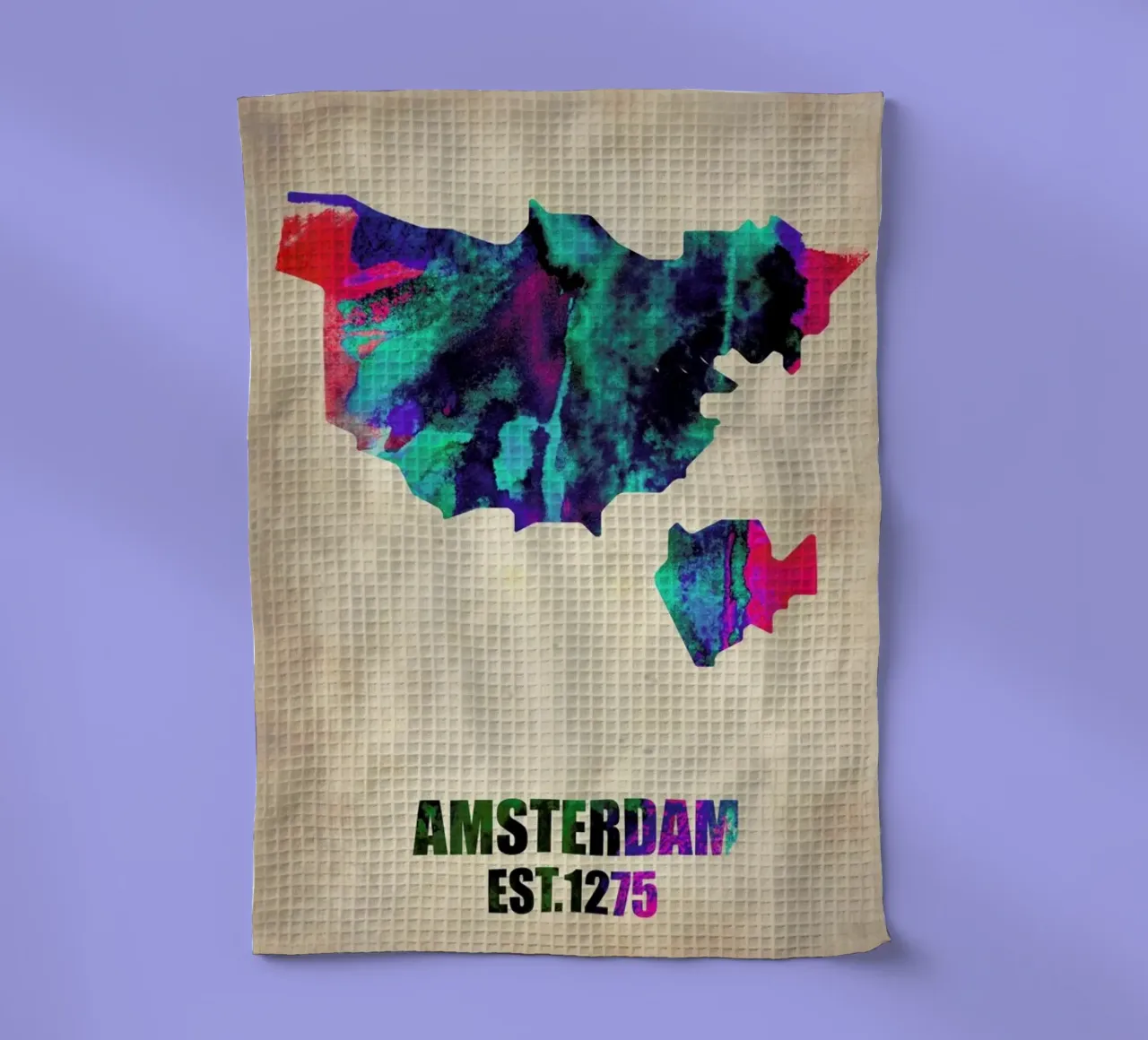Amsterdam Watercolor Map canovaccio da cucina da Naxart