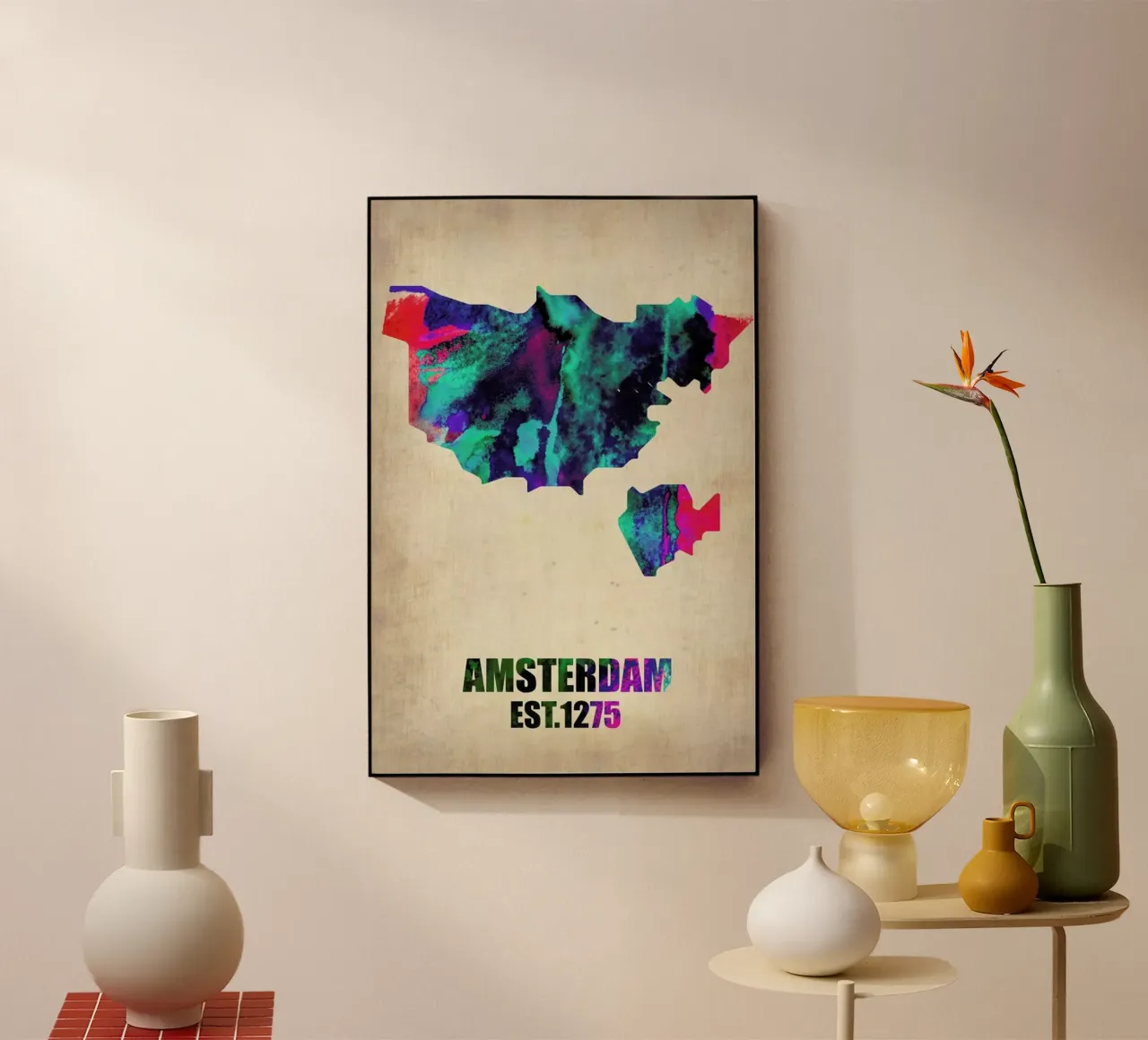 Amsterdam Watercolor Map plexiglass da Naxart