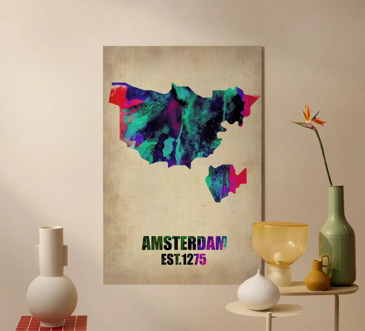 Amsterdam Watercolor Map plexiglass da Naxart