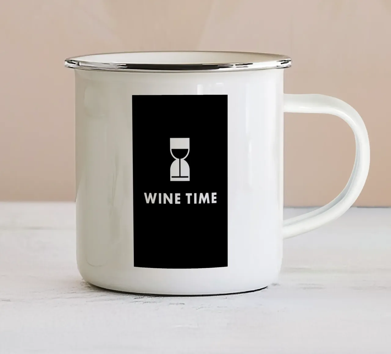 Wine Time emaille mok van Jaco Haasbroek