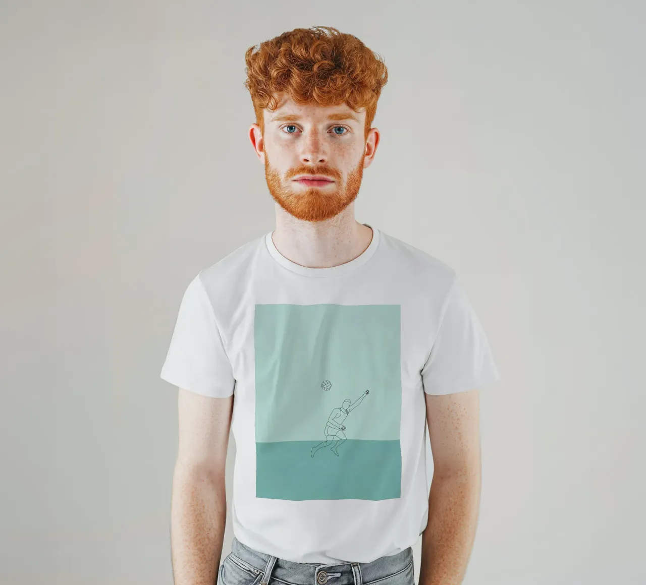 Giocatore di pallavolo in acqua Line Art minimalista t-shirt da Viv Line Art