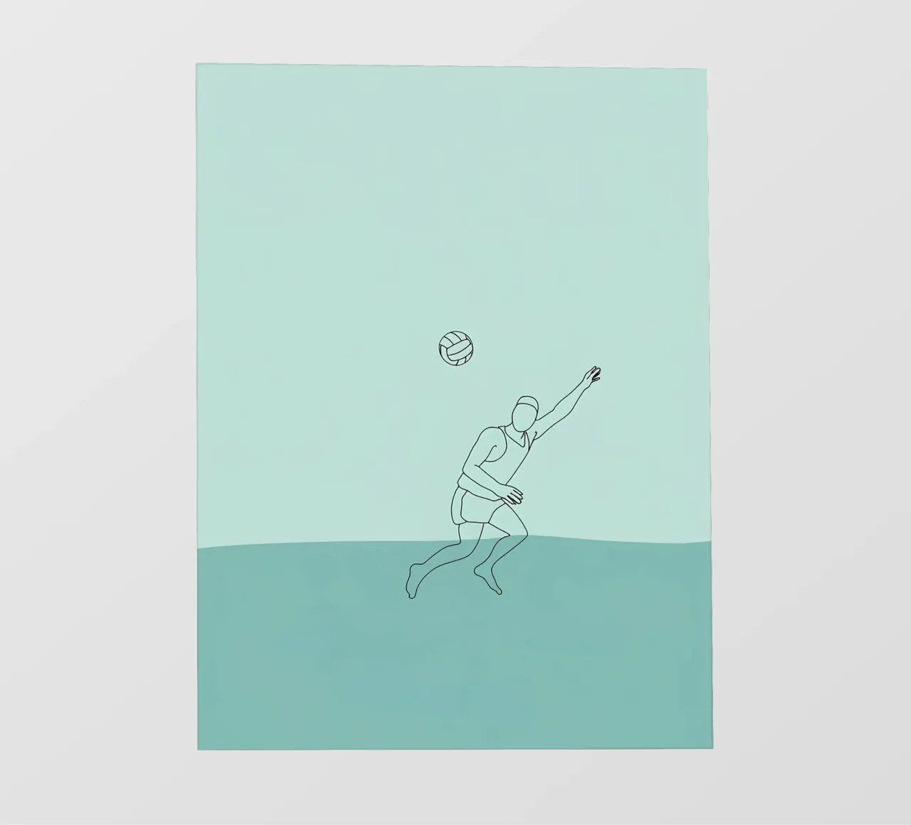 Giocatore di pallavolo in acqua Line Art minimalista pellicola backlit da Viv Line Art