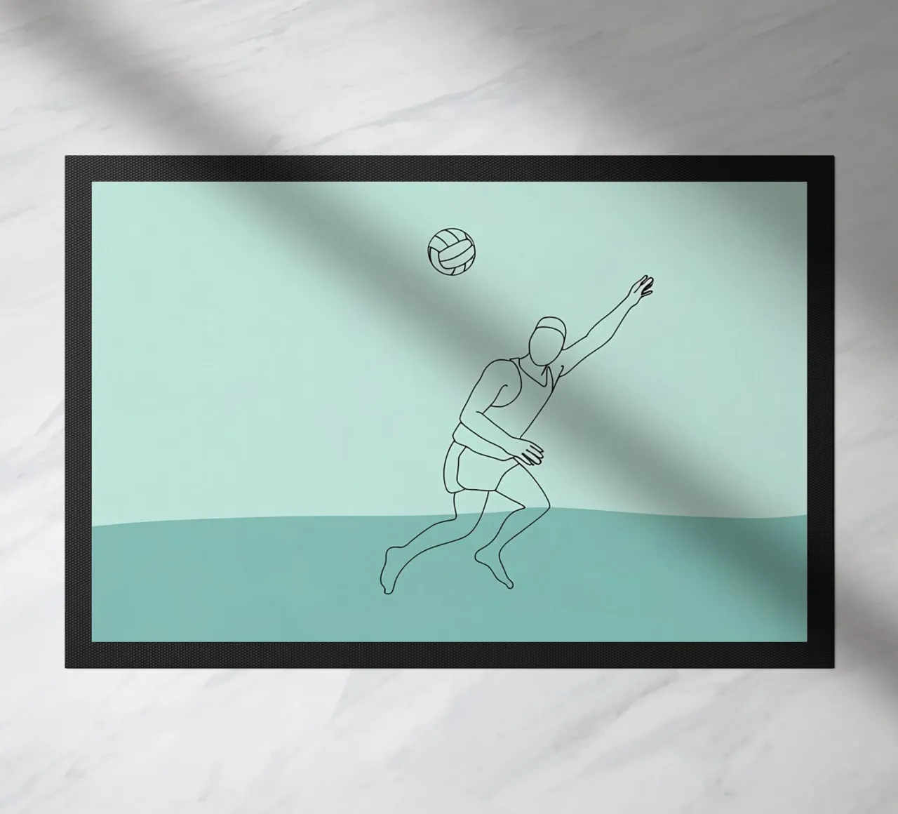 Giocatore di pallavolo in acqua Line Art minimalista zerbino da Viv Line Art