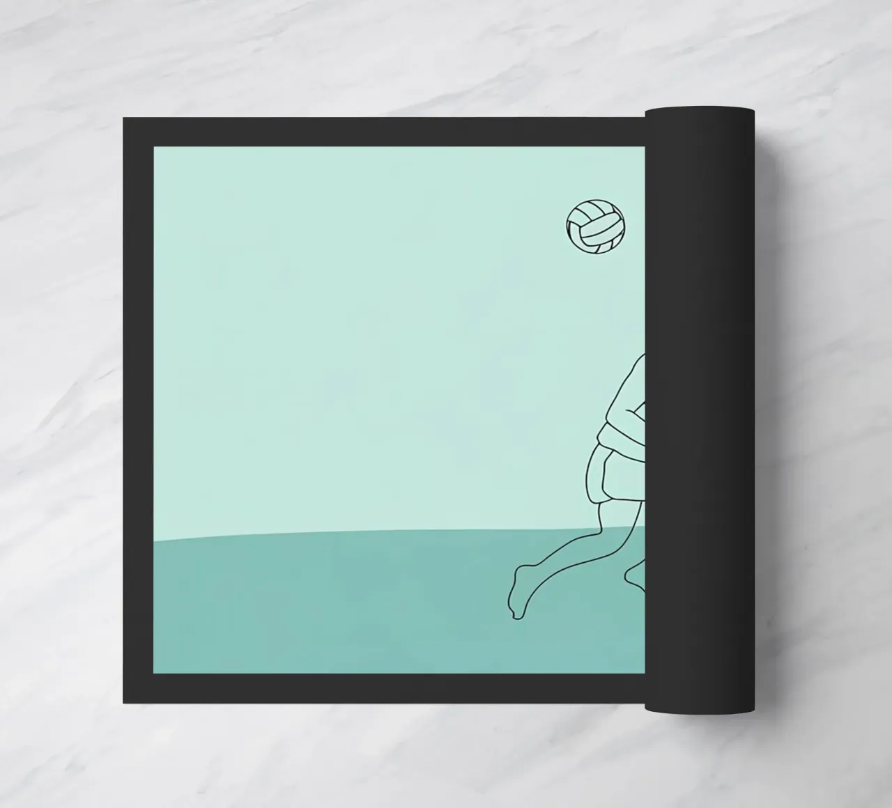 Giocatore di pallavolo in acqua Line Art minimalista zerbino da Viv Line Art
