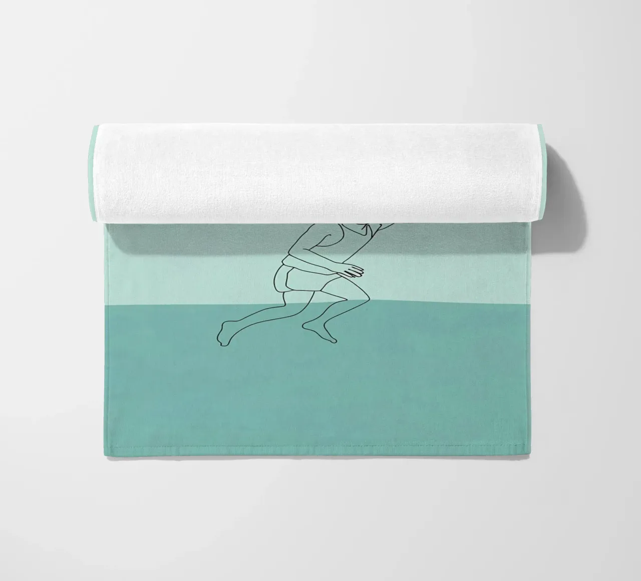 Giocatore di pallavolo in acqua Line Art minimalista telo mare da Viv Line Art