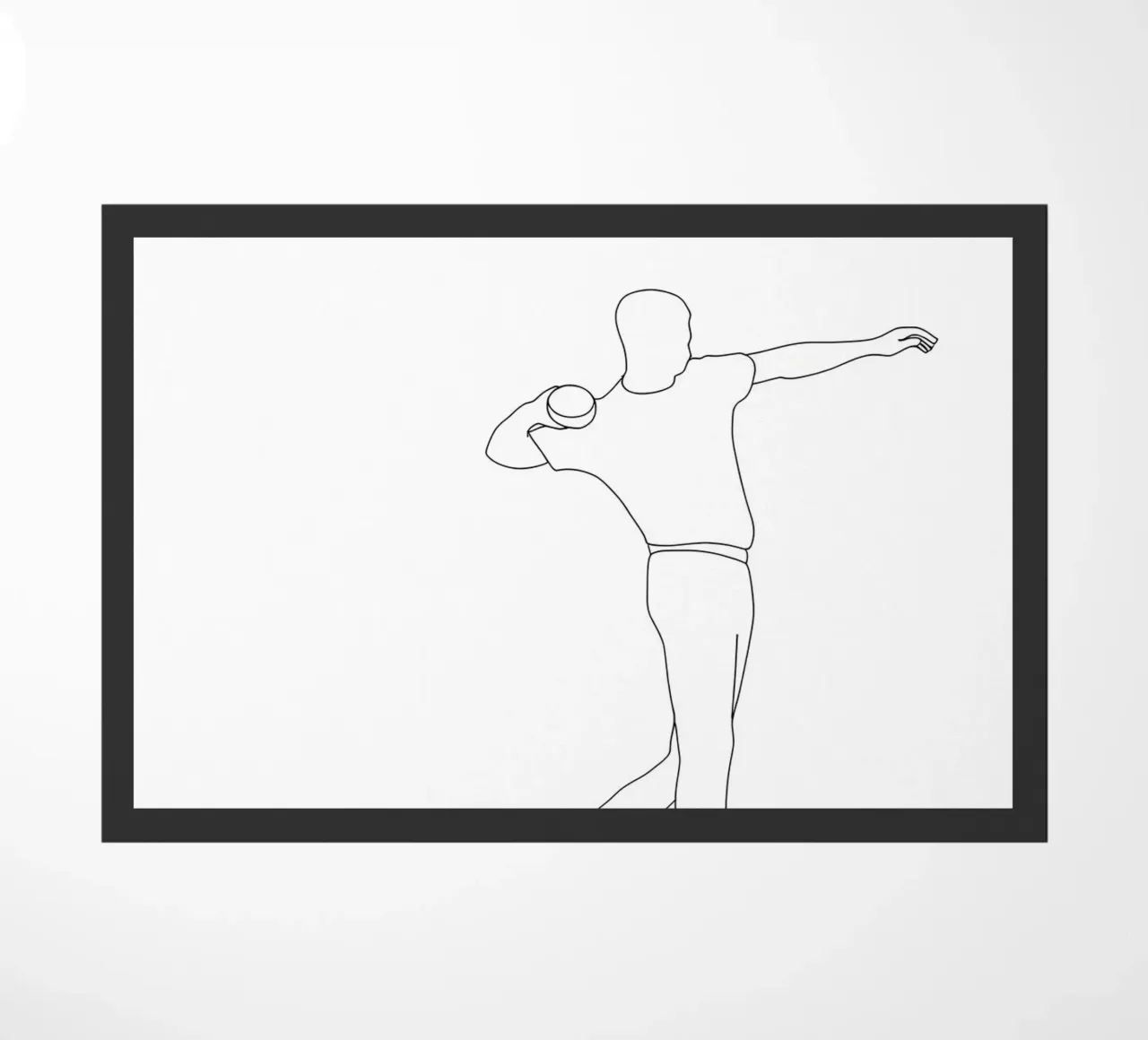 Atleta di Shot Put Line Art minimalista zerbino da Viv Line Art