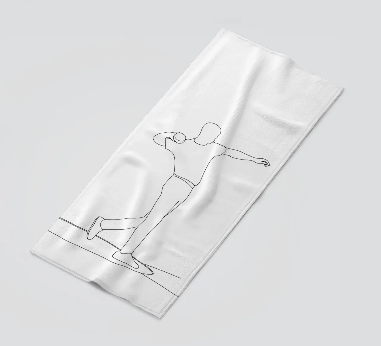 Atleta di Shot Put Line Art minimalista telo mare da Viv Line Art