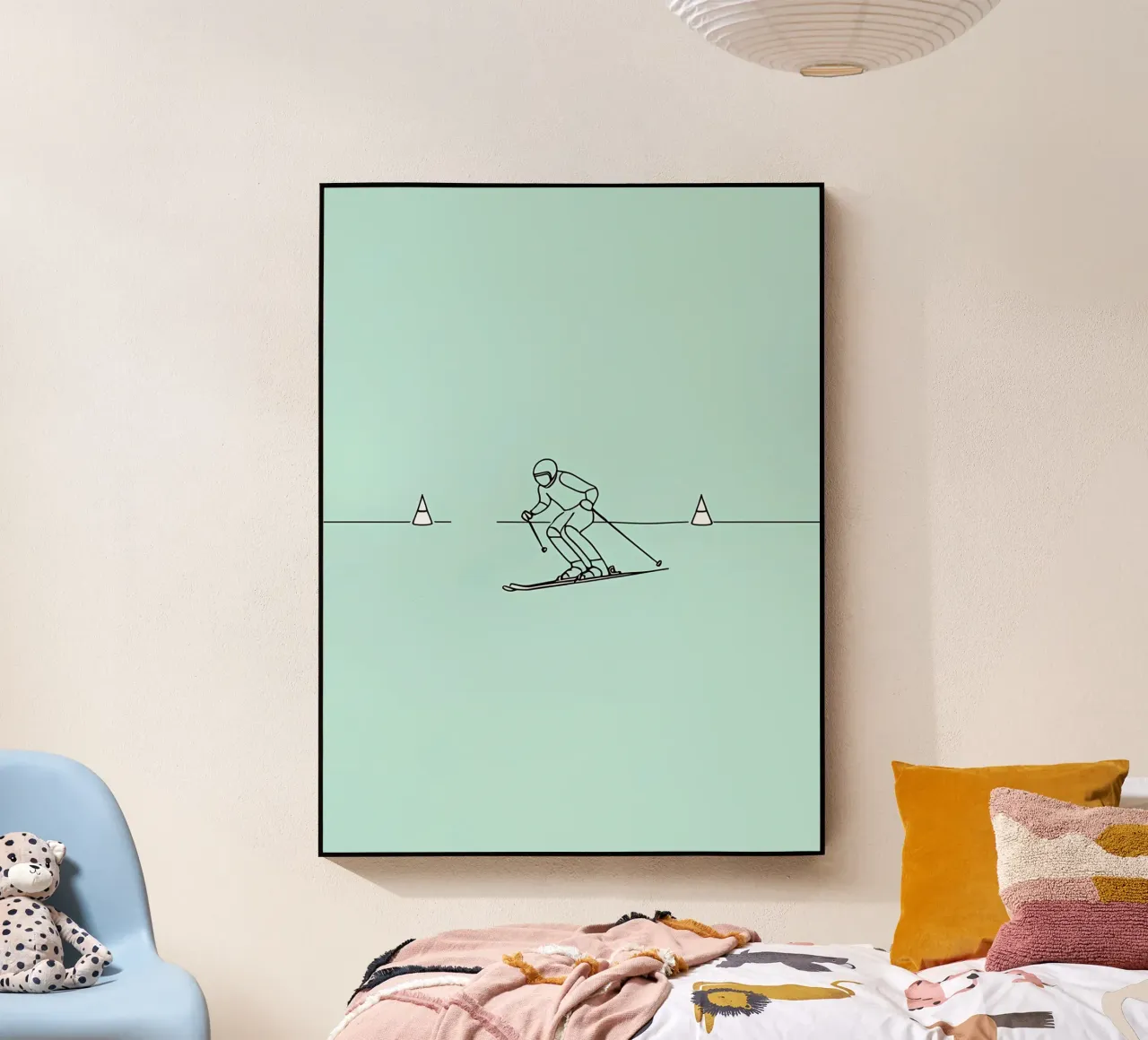 Sciatore Line Art minimalista plexiglass da Viv Line Art