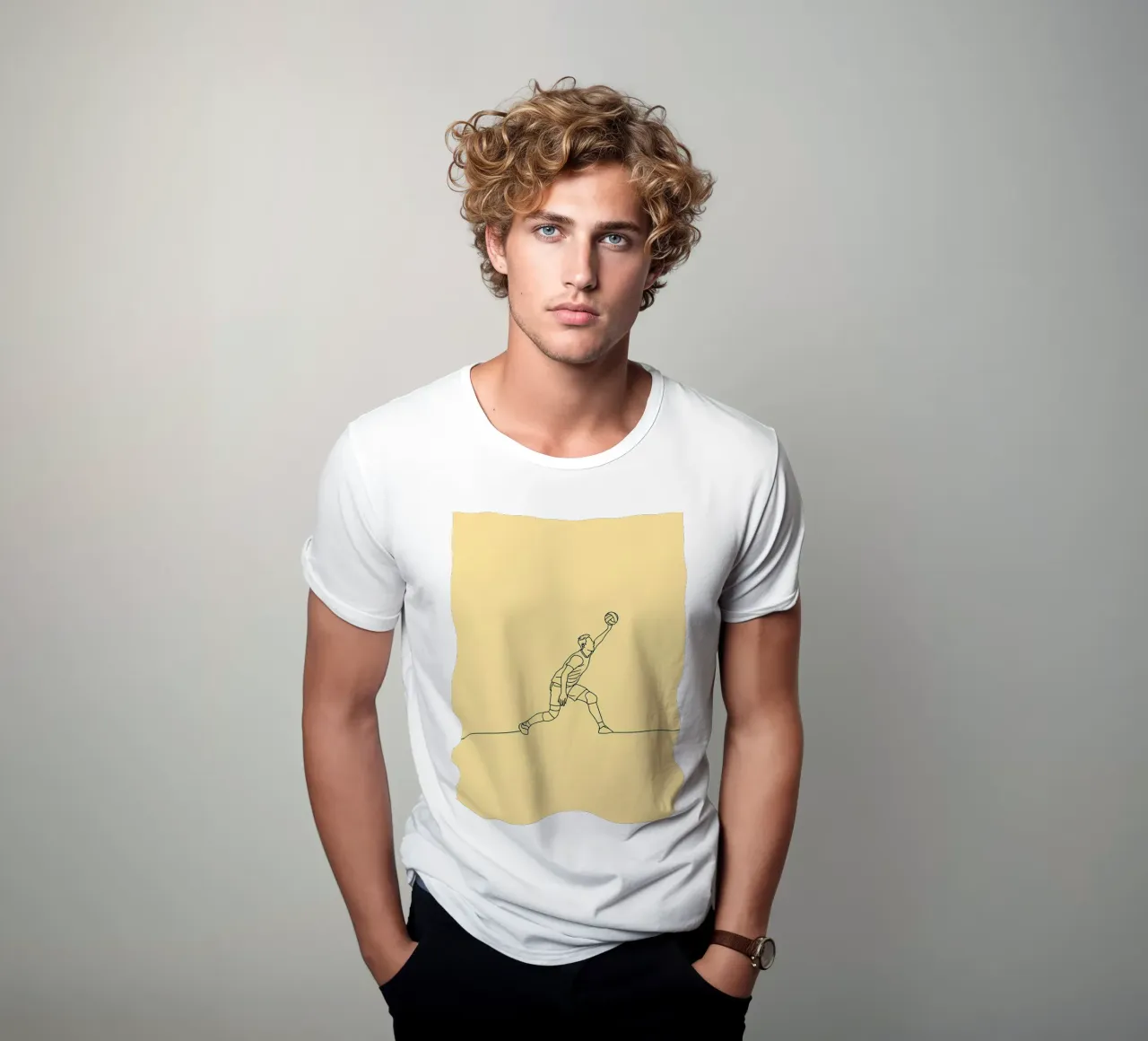 Giocatore di pallavolo Line Art minimalista t-shirt da Viv Line Art