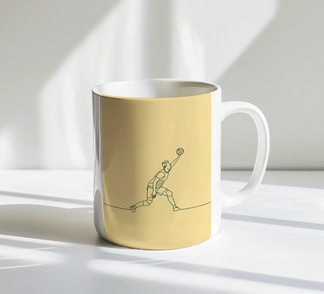 Giocatore di pallavolo Line Art minimalista tazza in ceramica da Viv Line Art