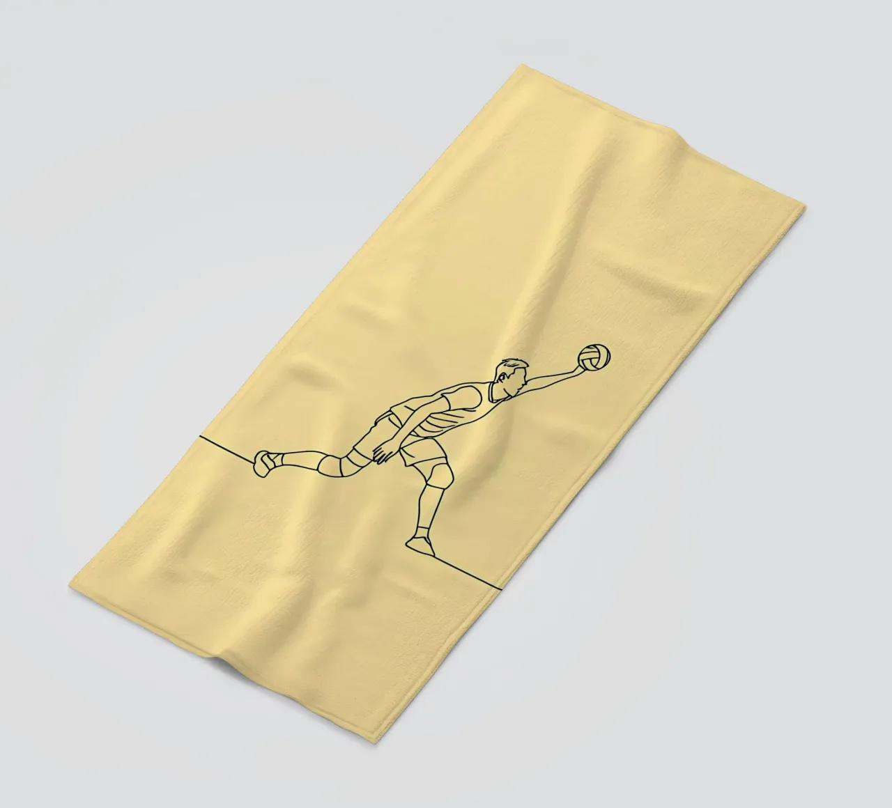 Giocatore di pallavolo Line Art minimalista telo mare da Viv Line Art