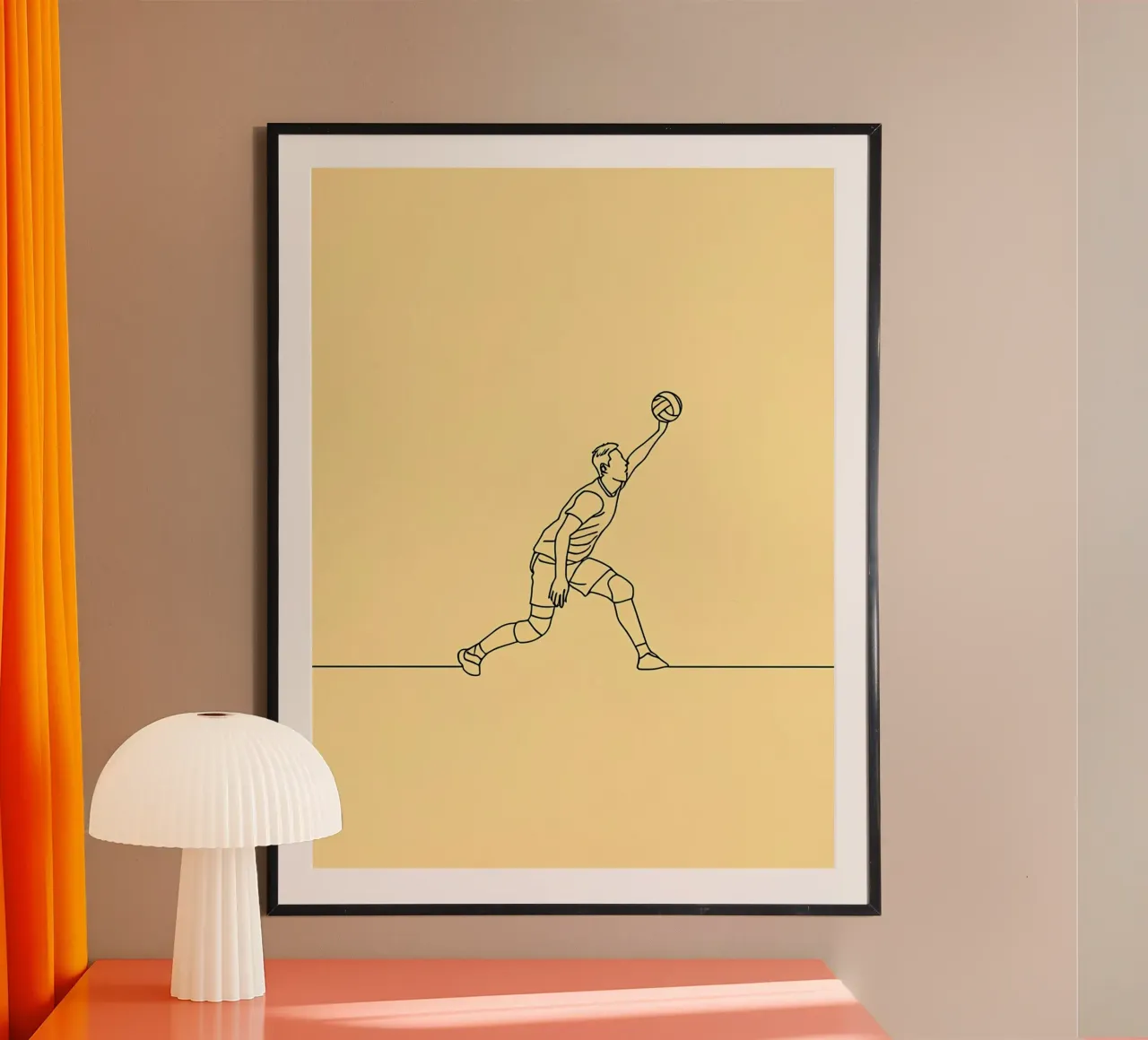 Giocatore di pallavolo Line Art minimalista carta hahnemühle da Viv Line Art