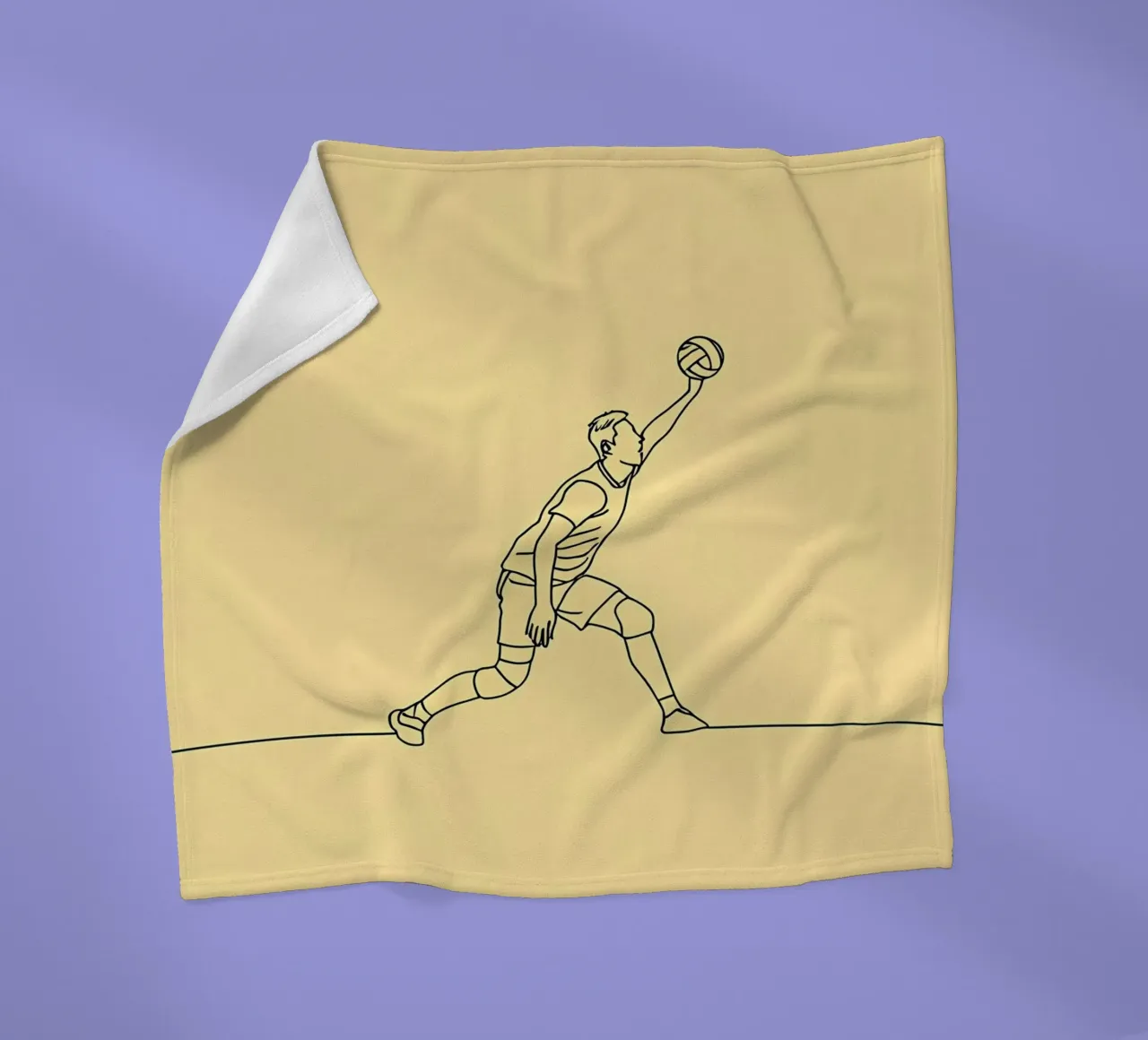 Giocatore di pallavolo Line Art minimalista coperta in pile da Viv Line Art