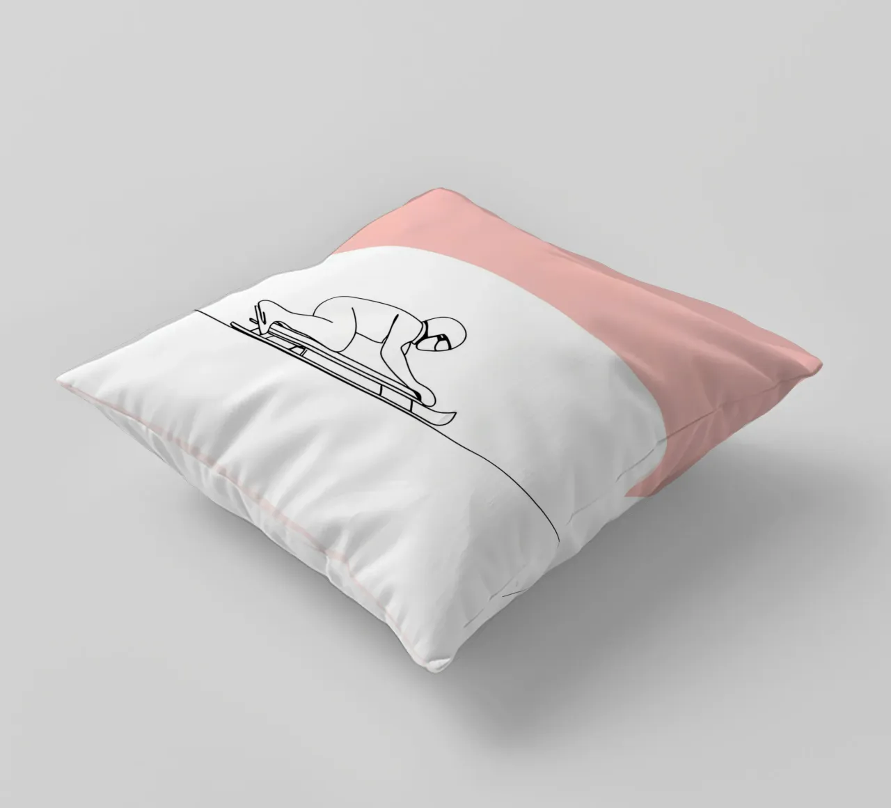 Skeleton Racer Minimalist Line Art decorative cushion by Viv Line Art