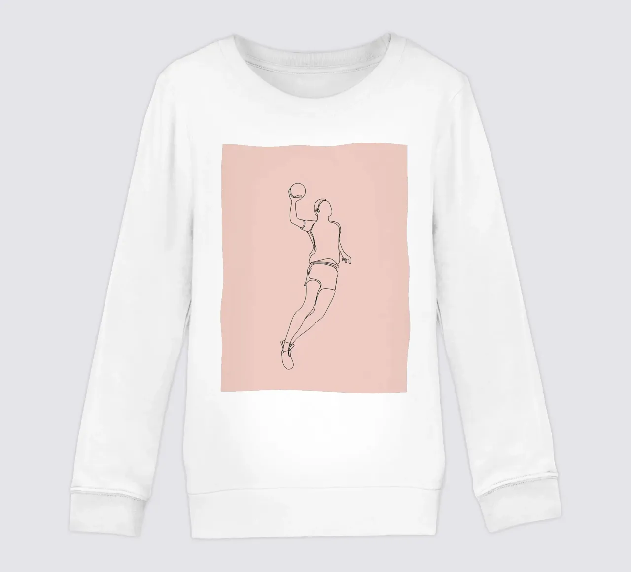 Giocatore di pallamano Line Art minimalista felpa bambino da Viv Line Art