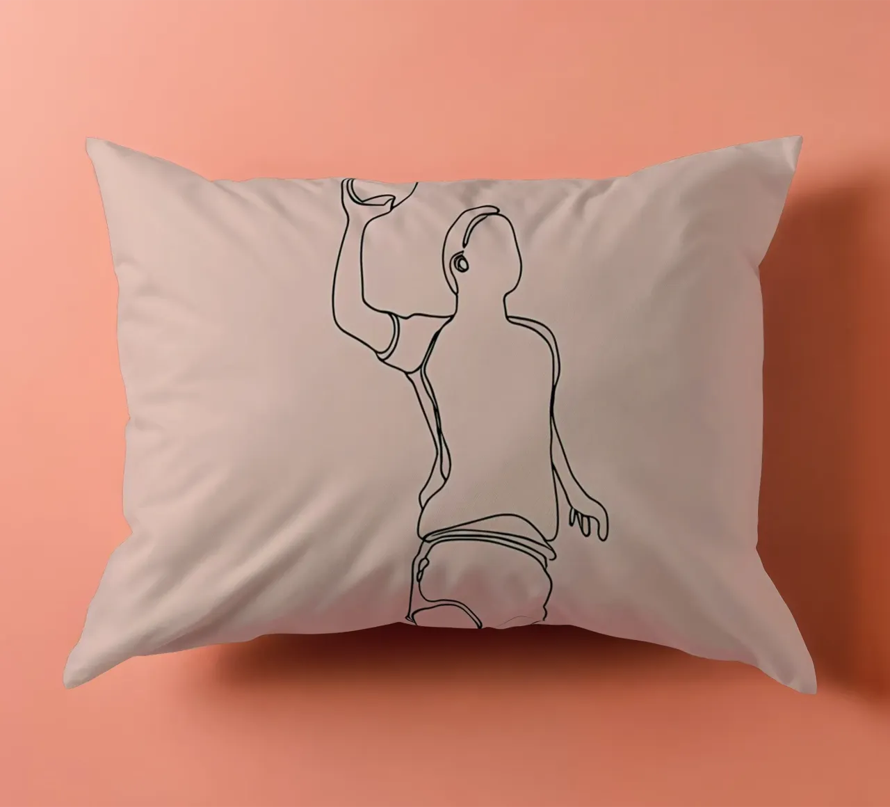 Giocatore di pallamano Line Art minimalista cuscino da Viv Line Art
